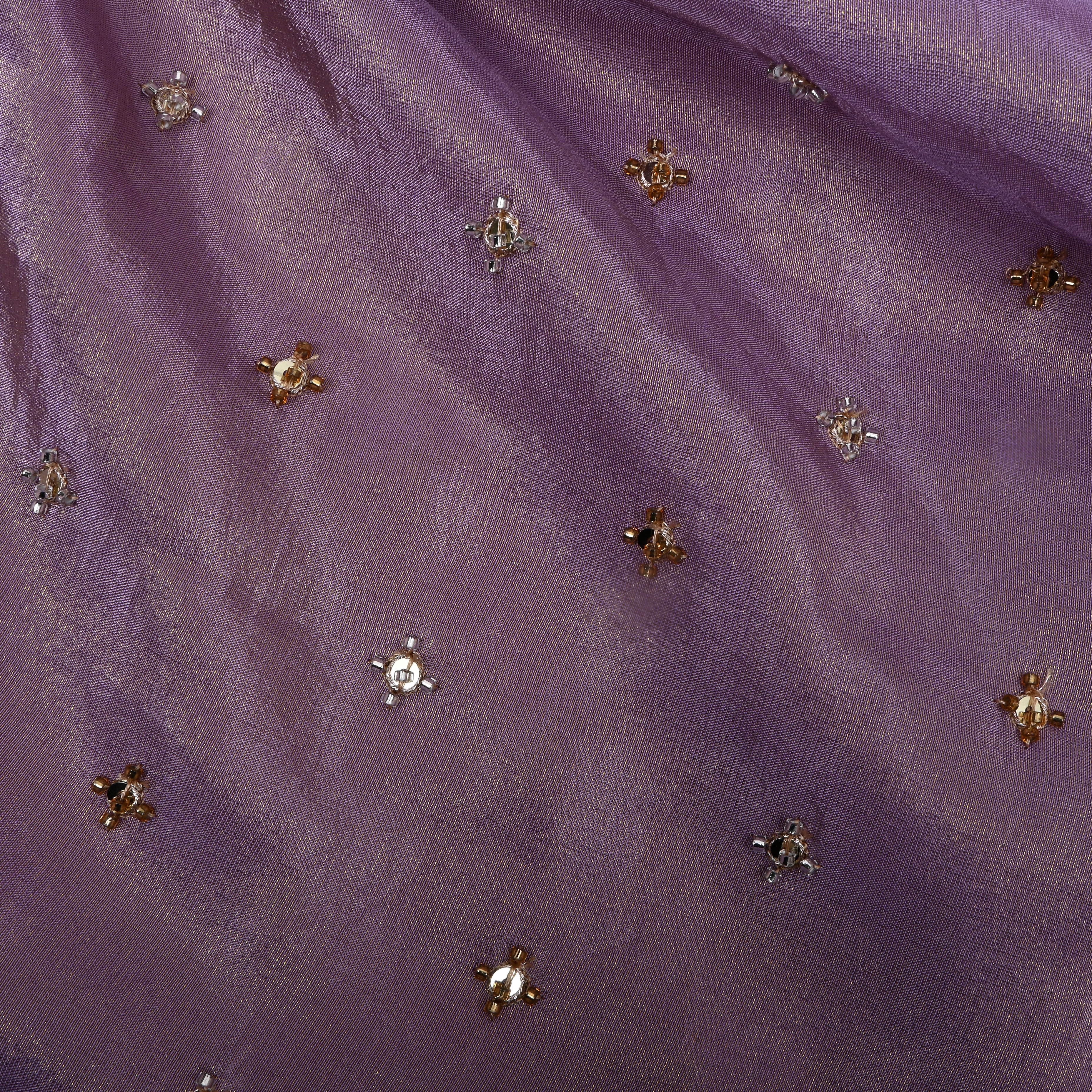 Heather Purple Beadwork Tissue Fabric