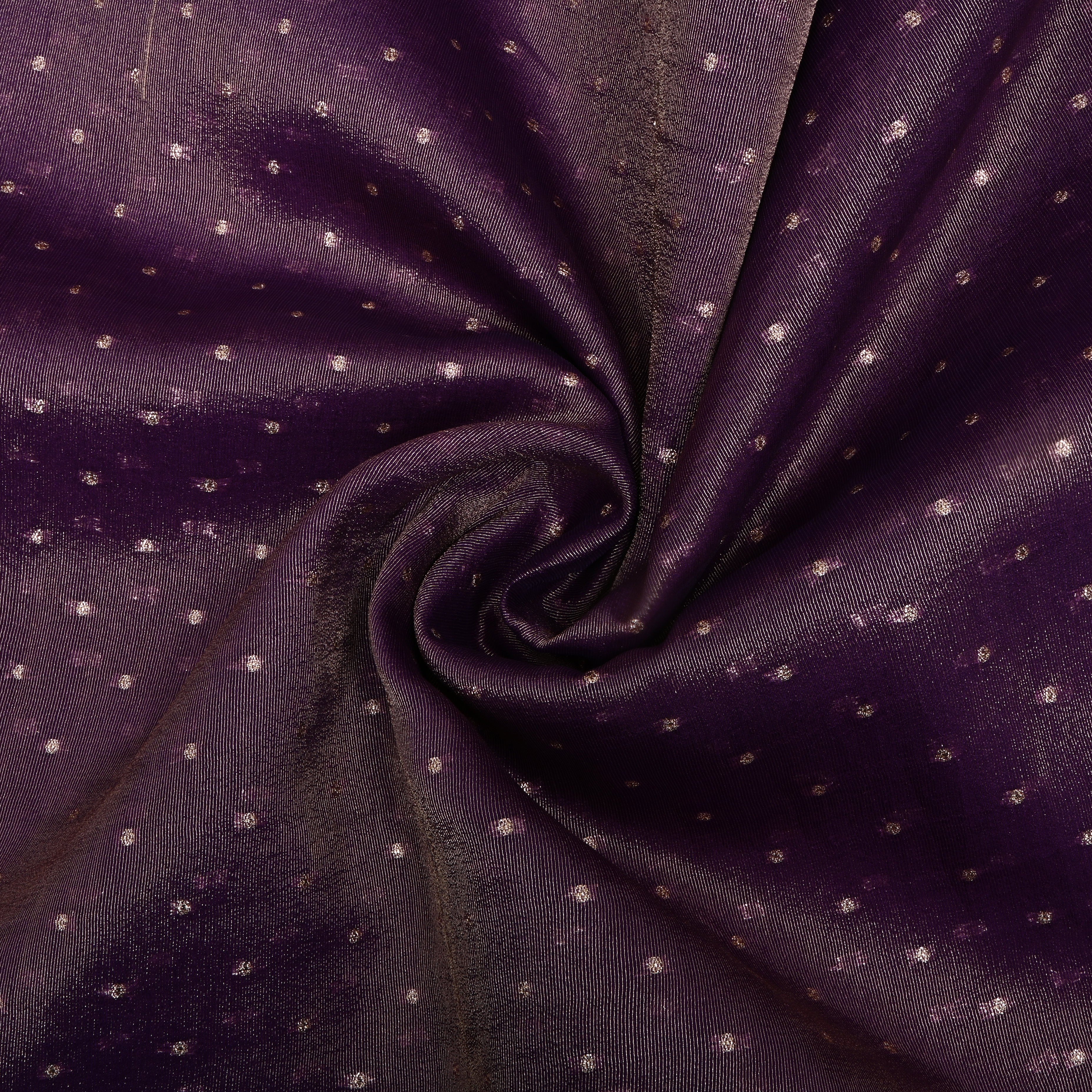 Wine Purple Zari Buttis Tissue Fabric
