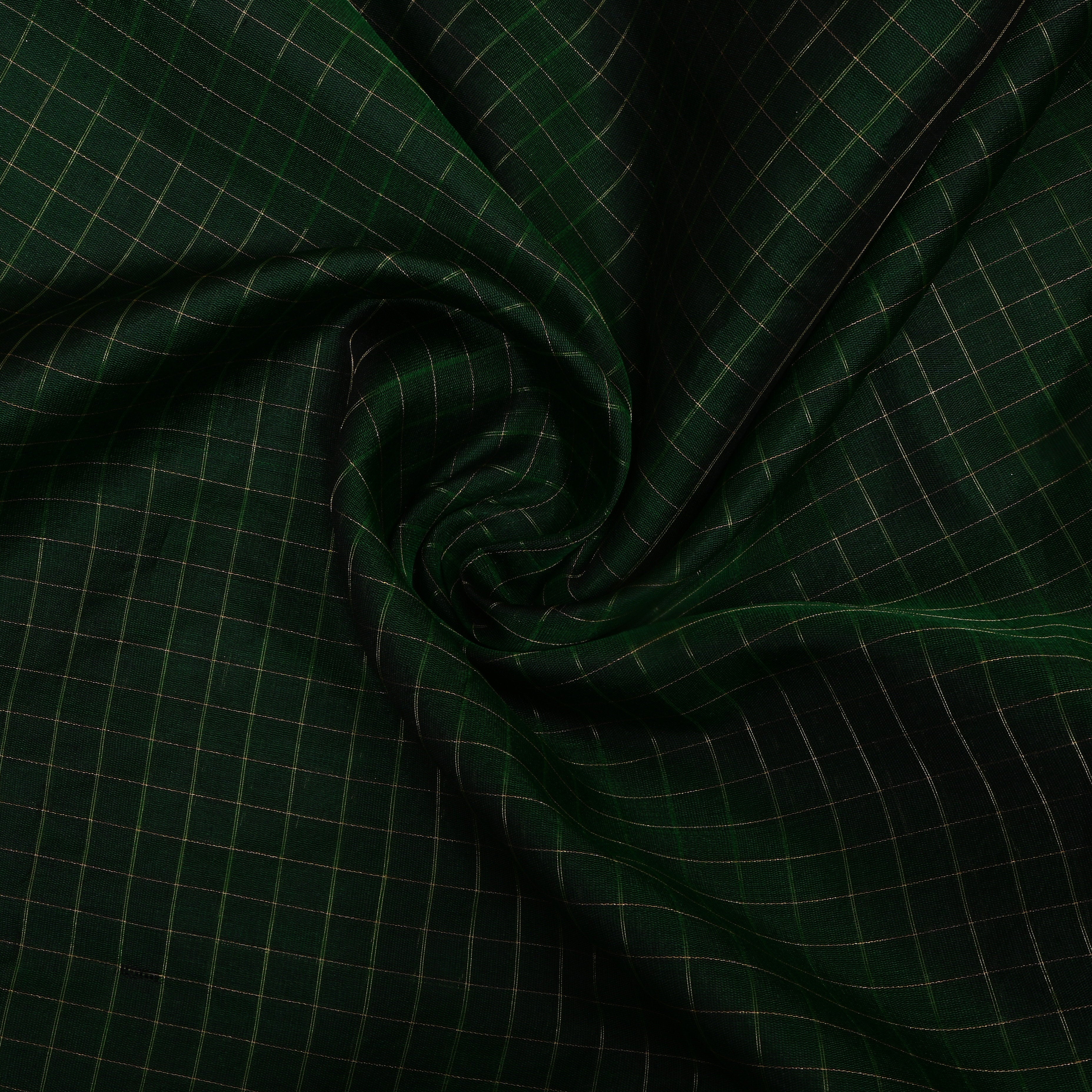 Dark Bottle Green Jamawar Silk Fabric
