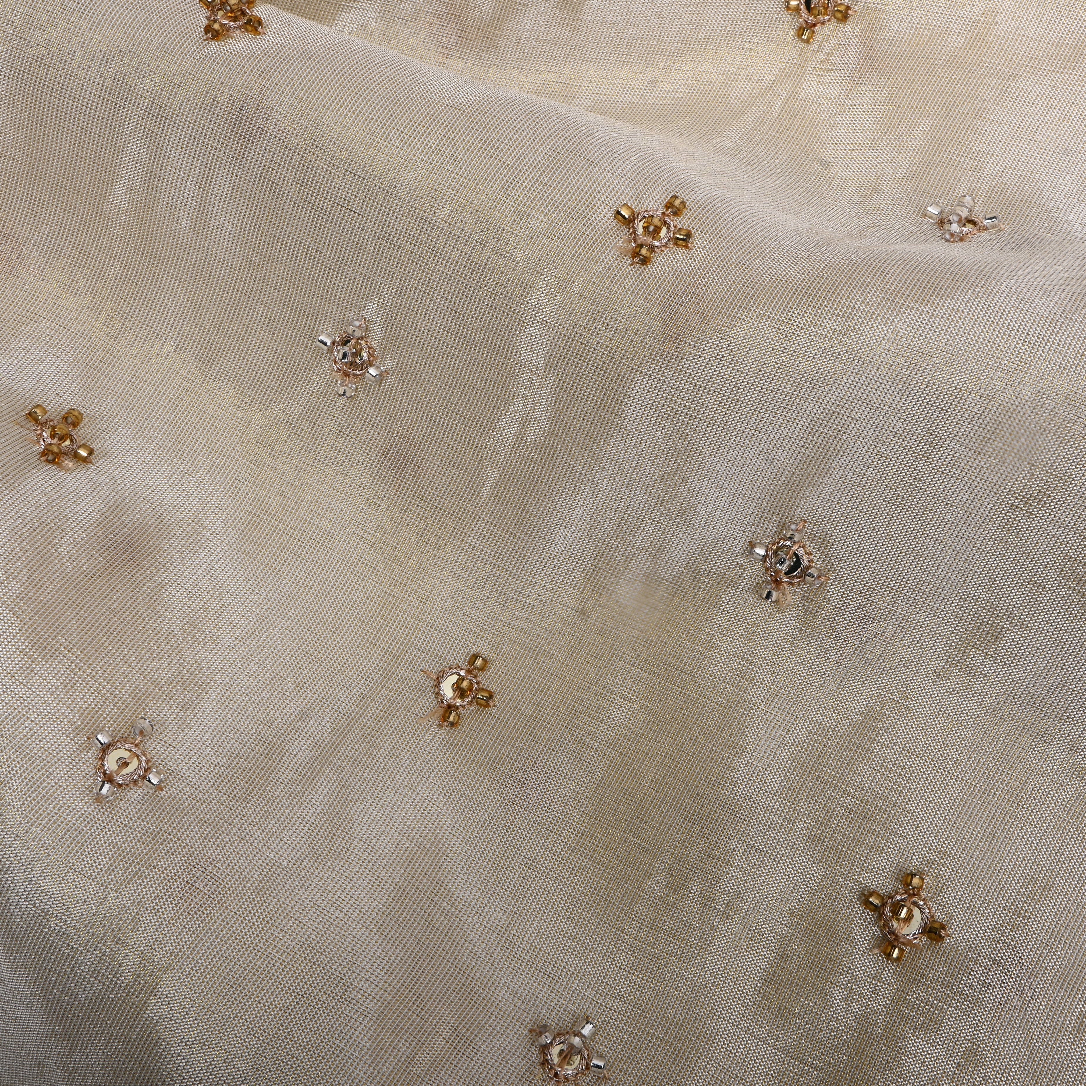 Off-White Beadwork Tissue Fabric