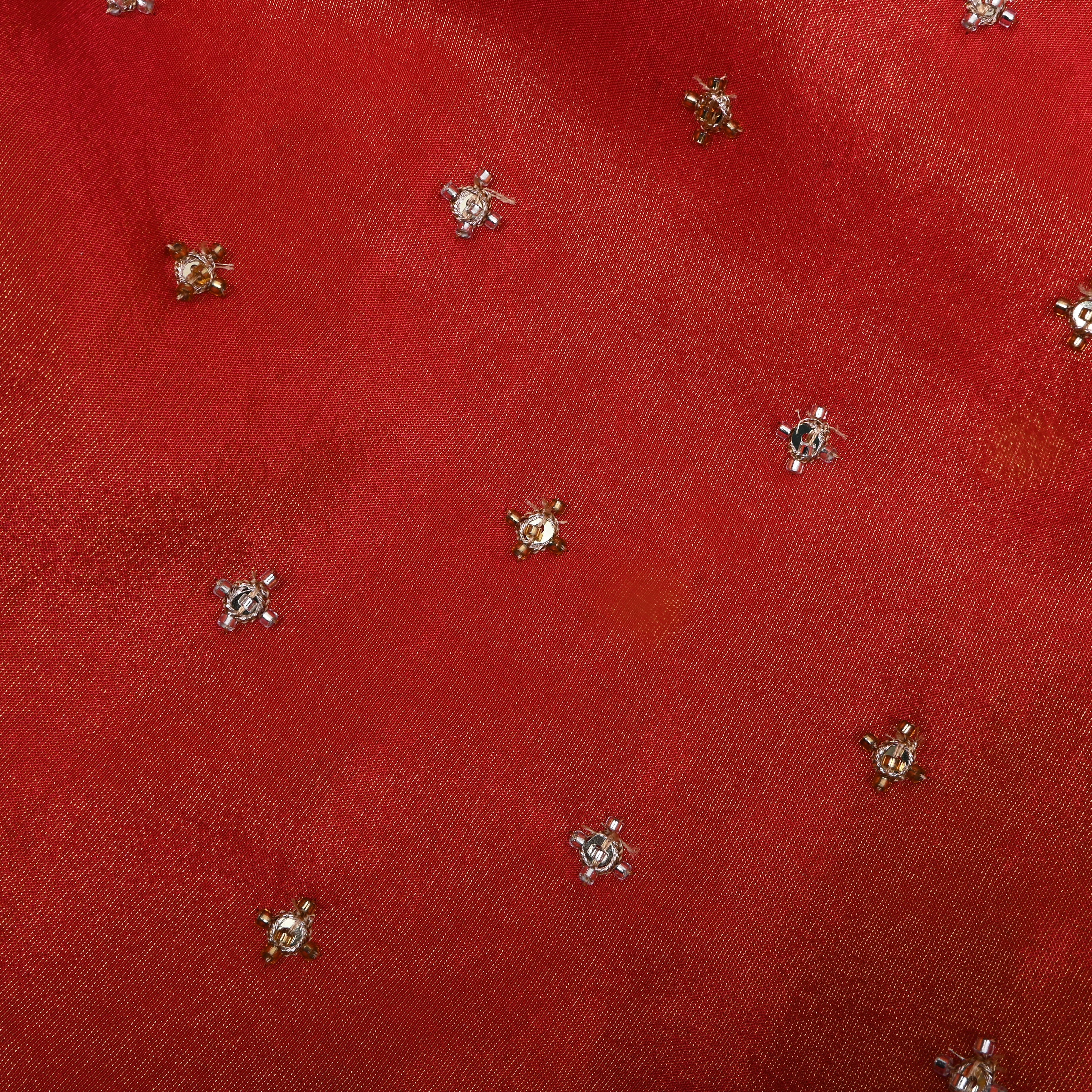 Dark Orange Bead Work Tissue Fabric