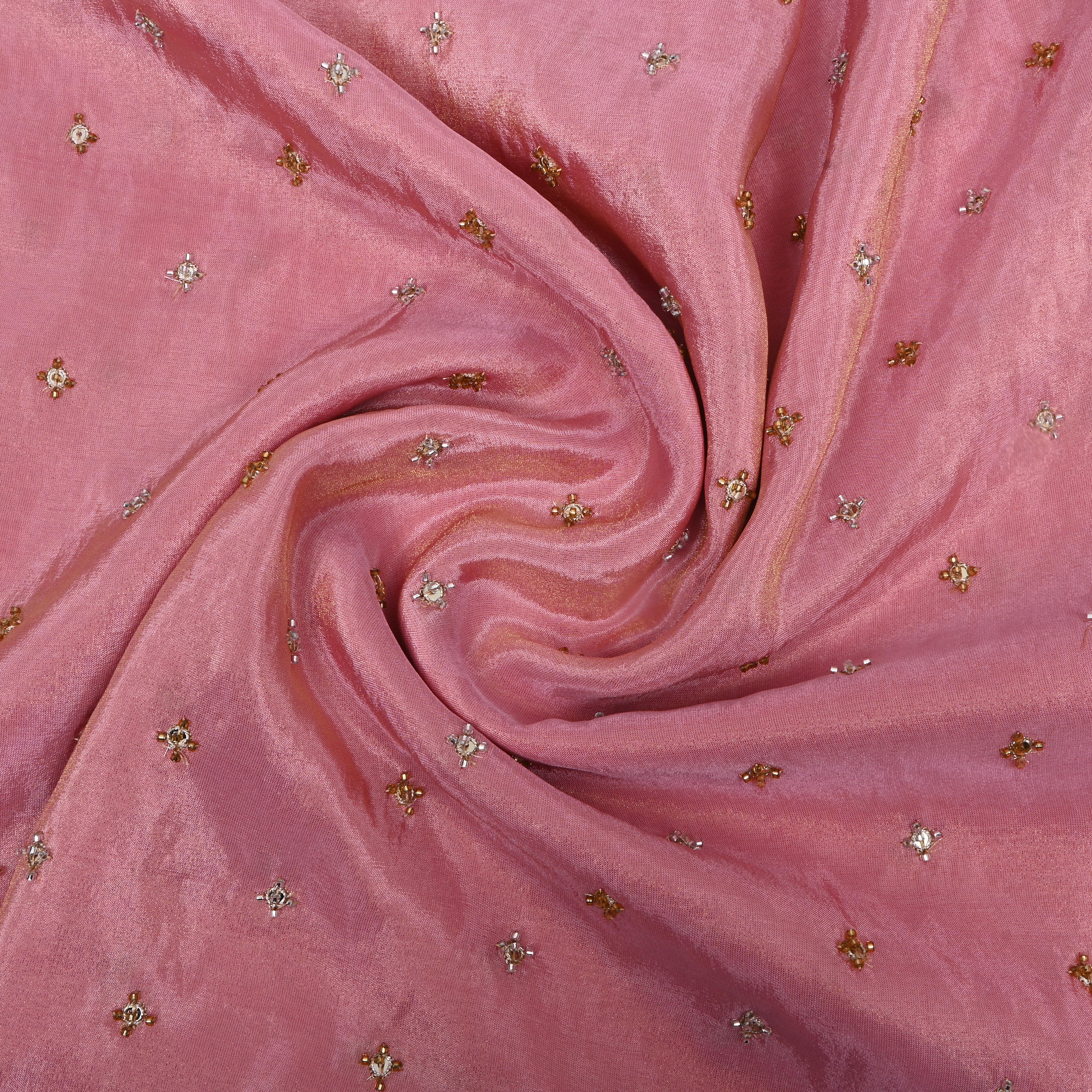 Taffy Pink Beadwork Tissue Fabric