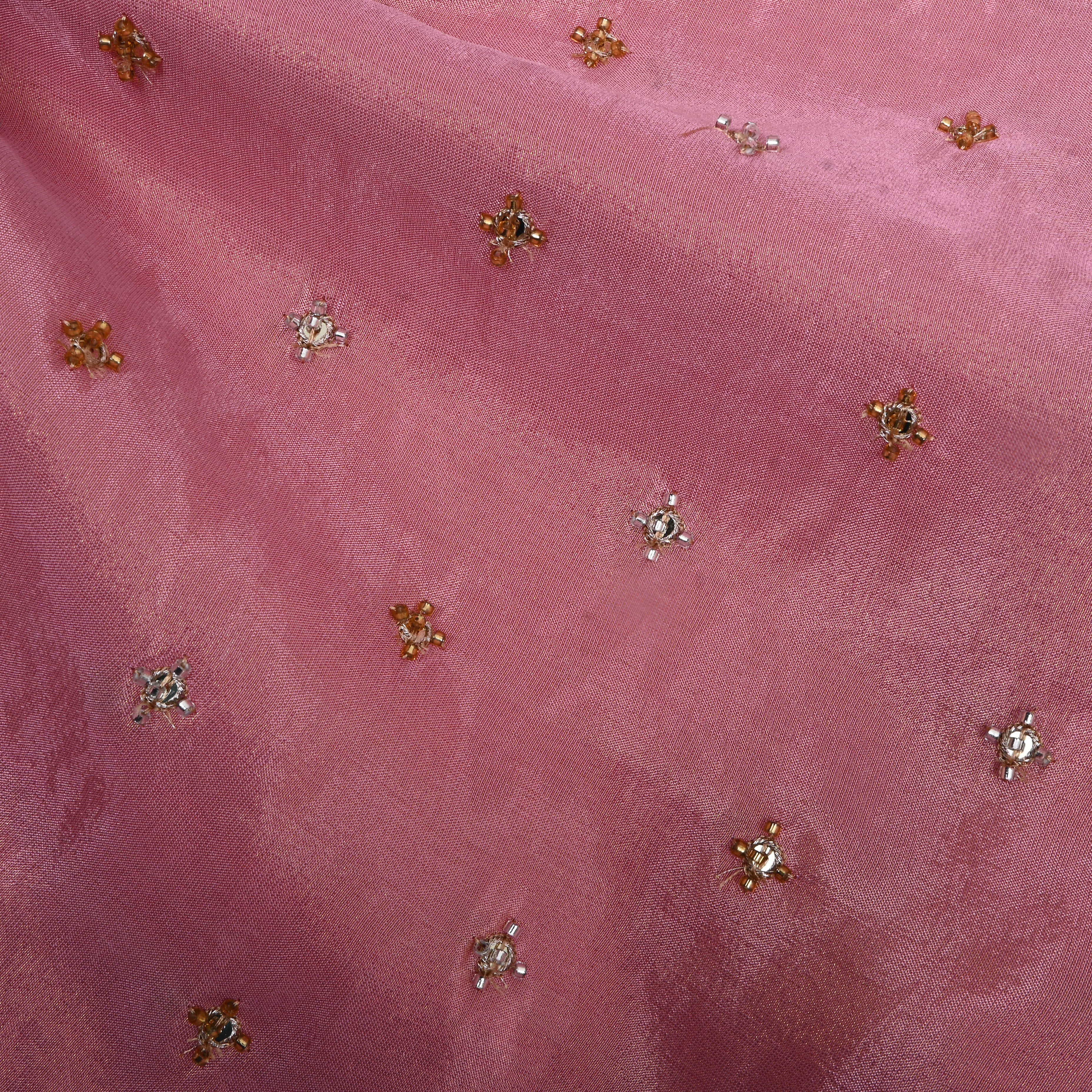 Taffy Pink Beadwork Tissue Fabric
