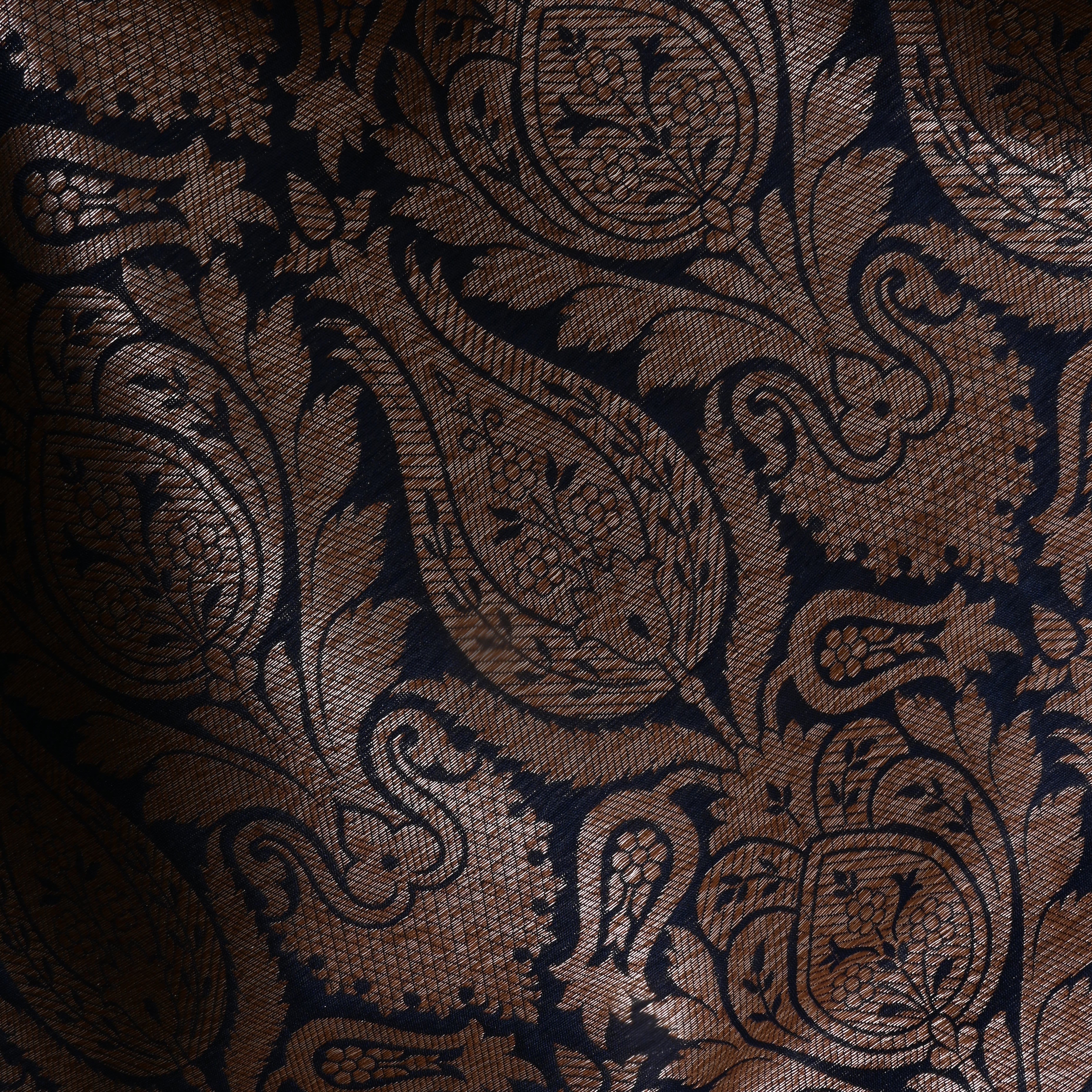 Space Blue Jamawar Silk Fabric