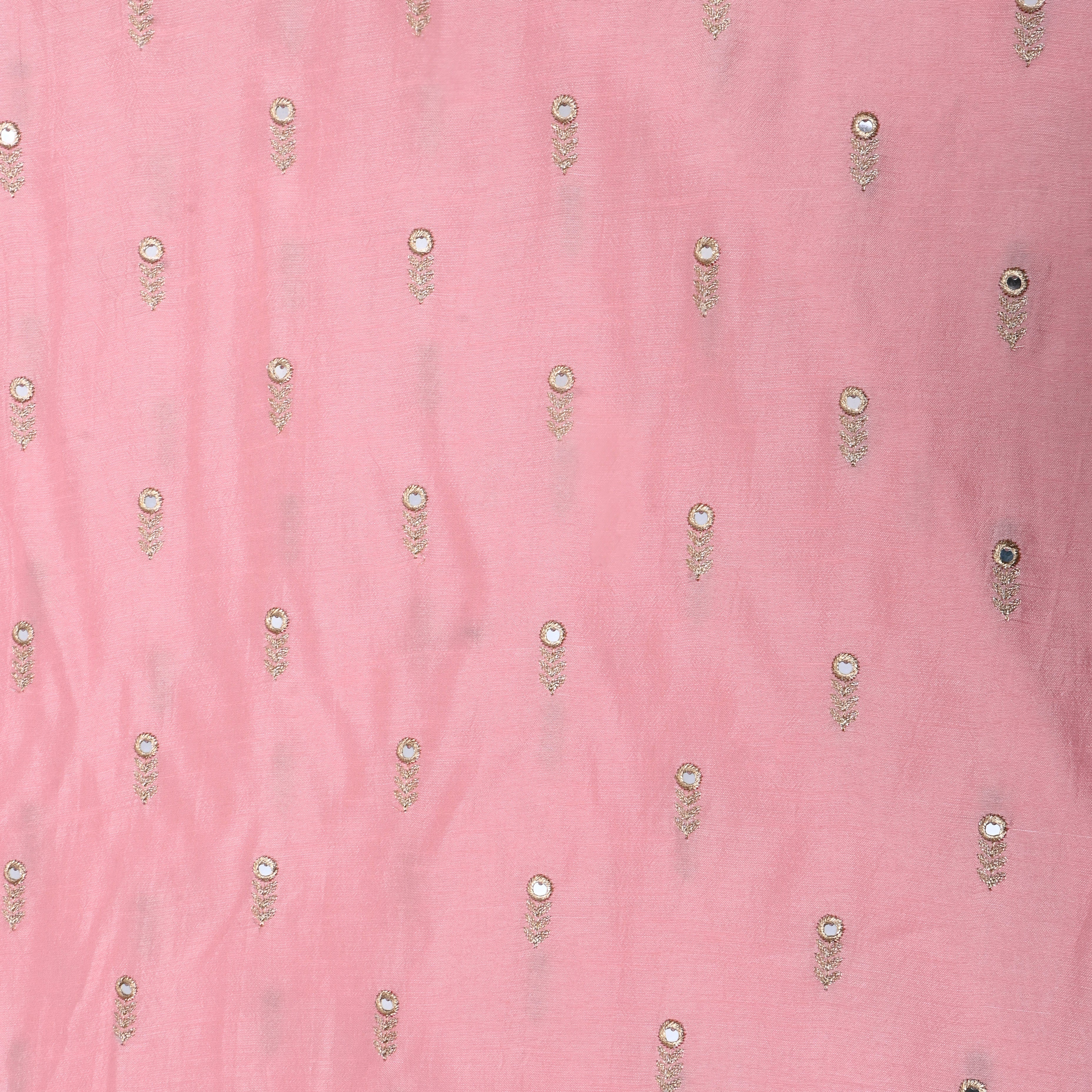 Soft Pink Floral Embroidered Silk Fabric