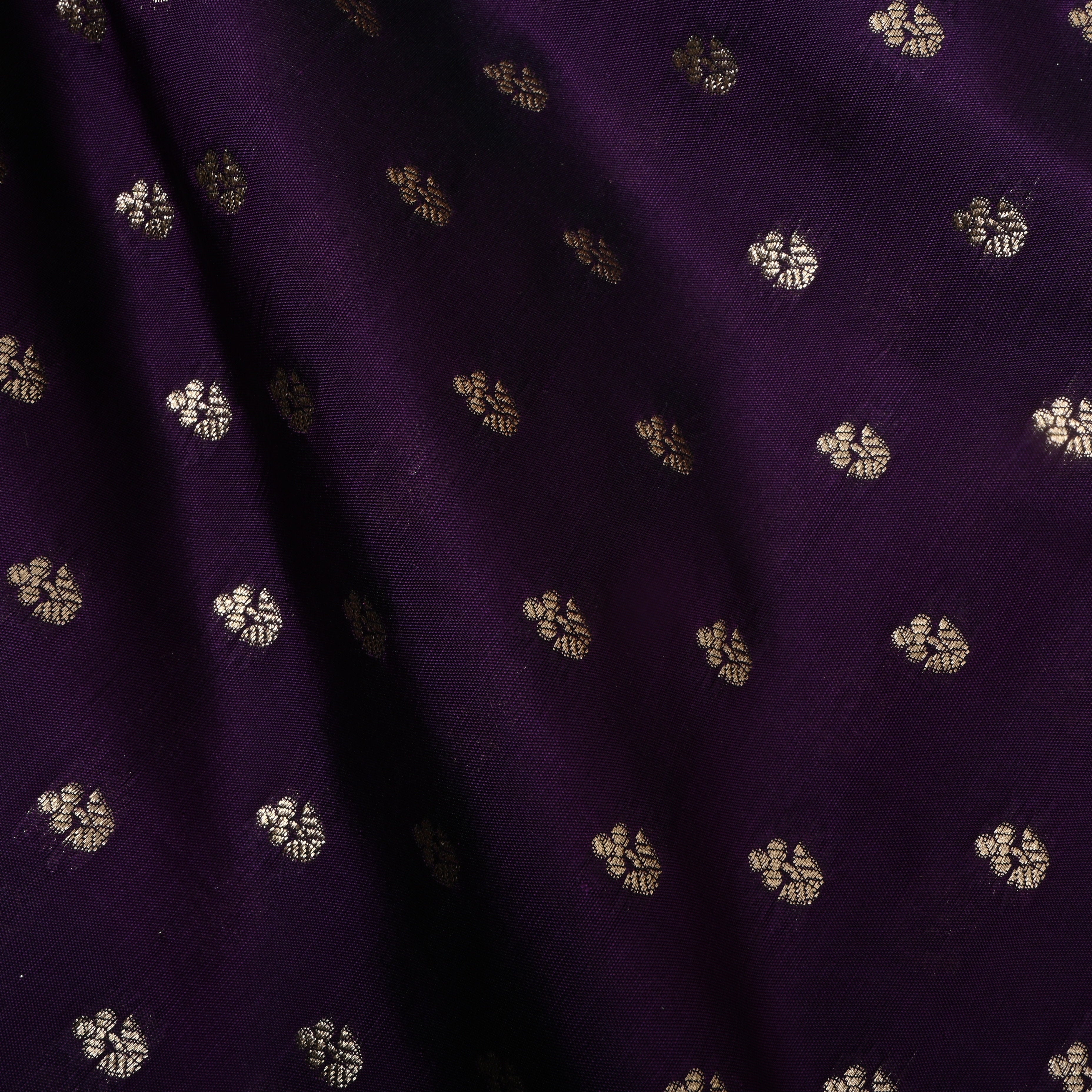 Deep Purple Zari Woven Silk Fabric