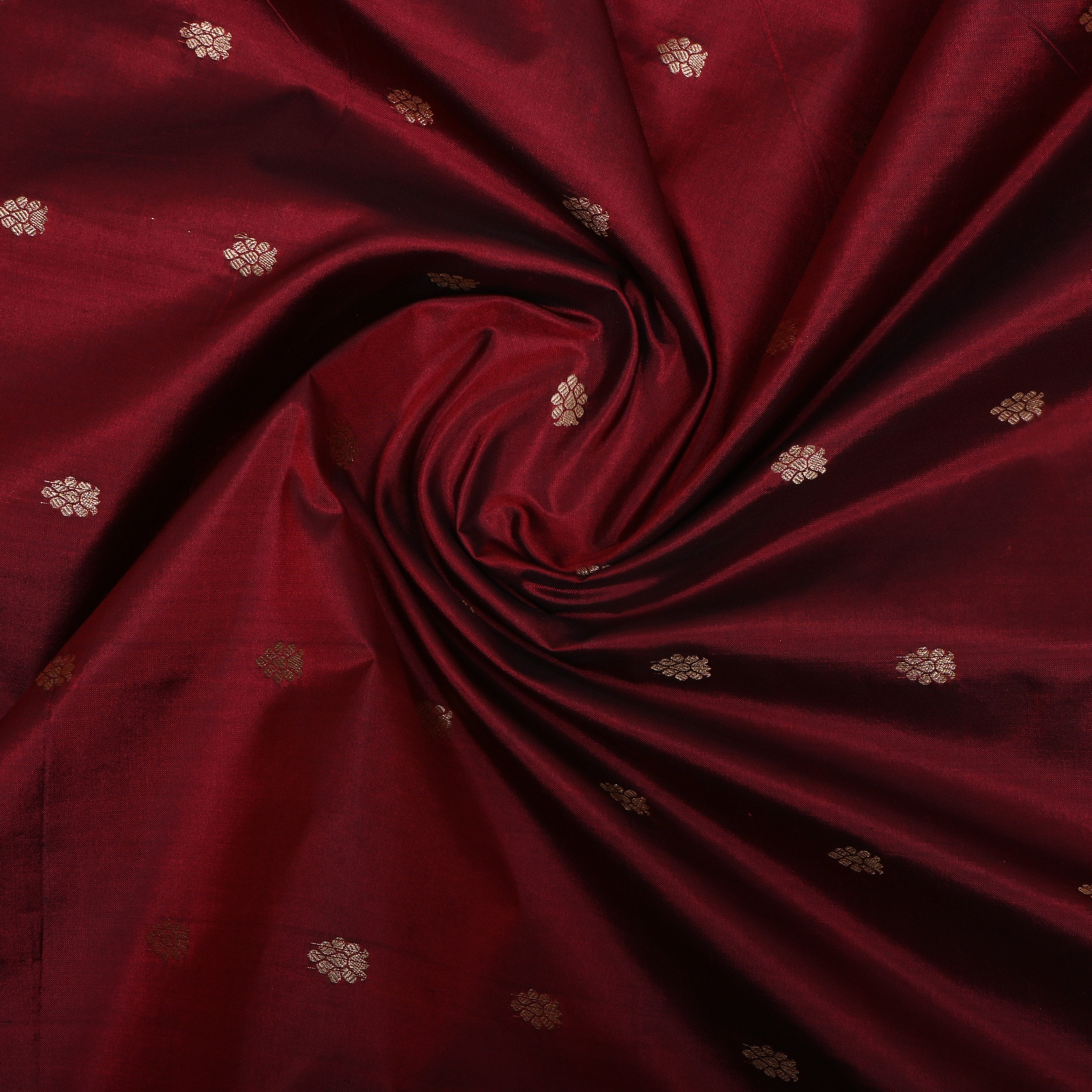 Burgundy Zari Woven Jamawar Silk Fabric