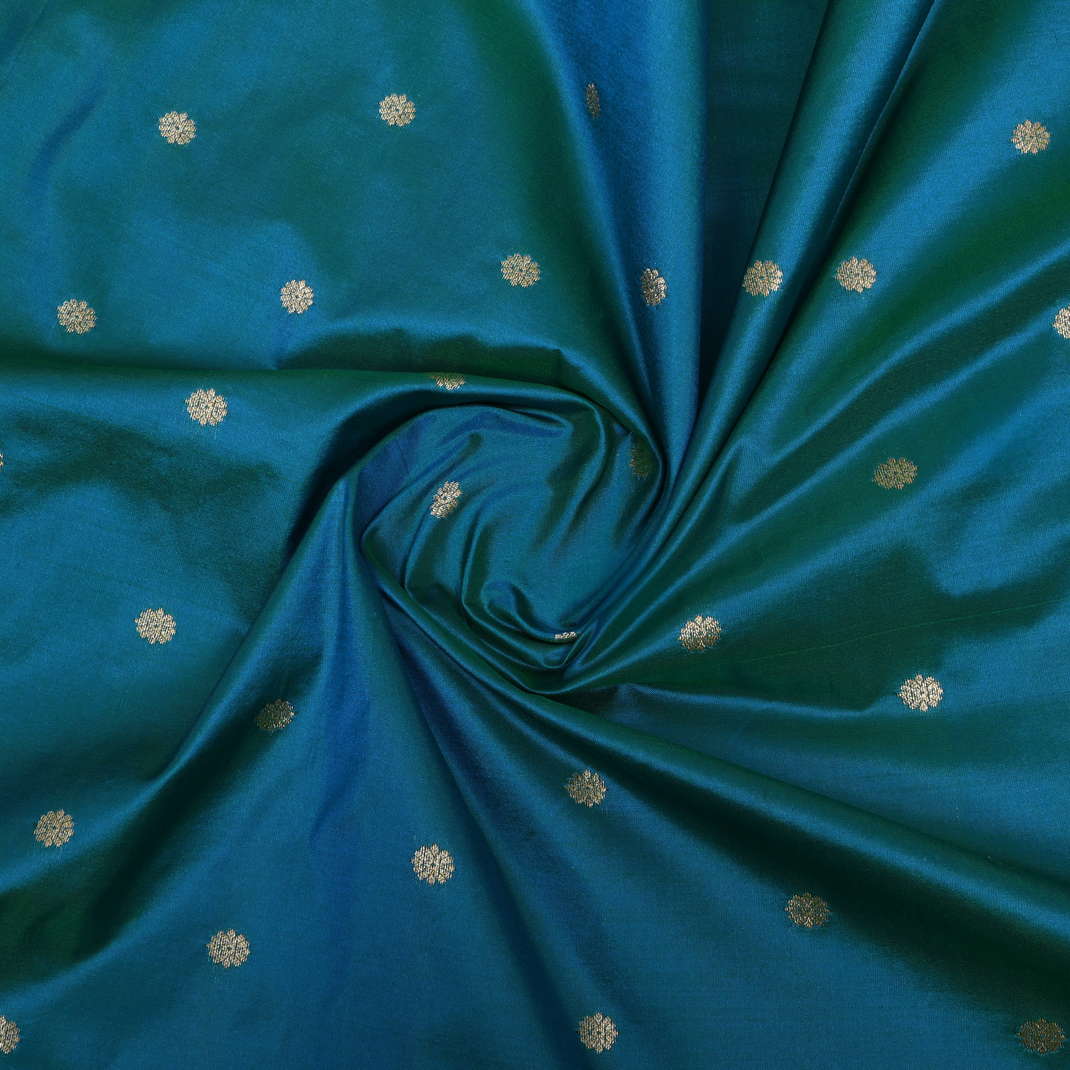 Cerulean Blue Zari Woven Jamawar Silk Fabric