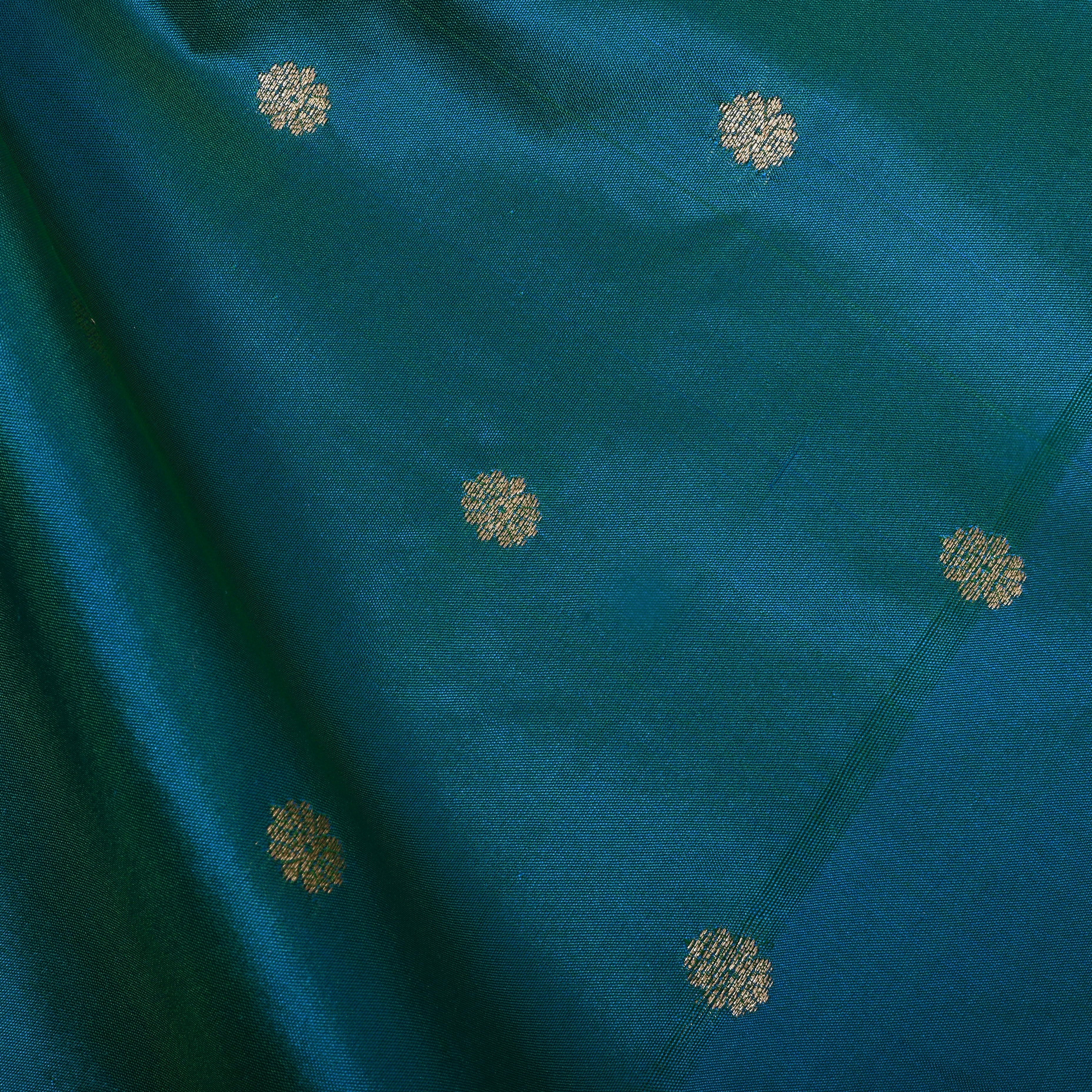Cerulean Blue Zari Woven Jamawar Silk Fabric