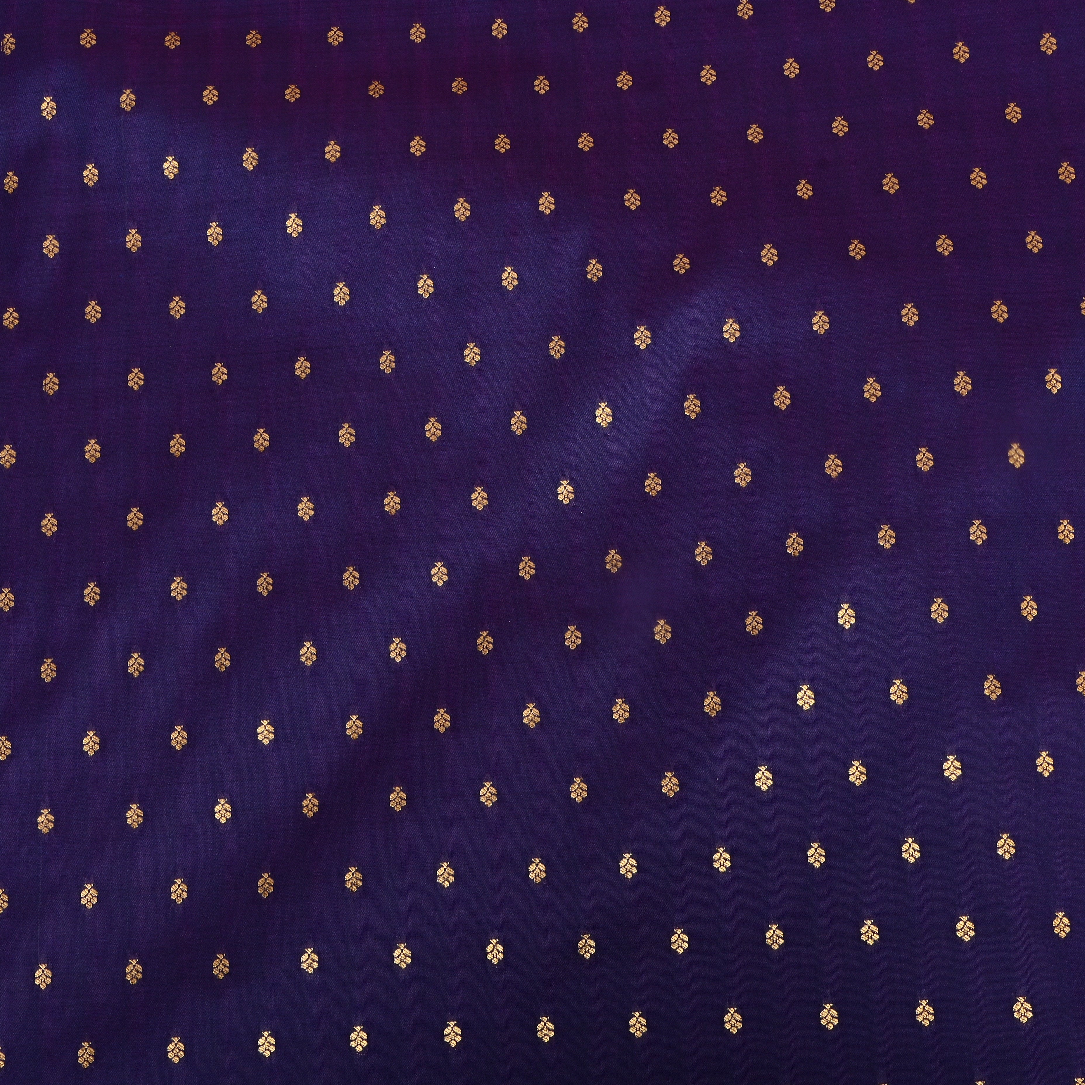 Dark Purple Floral Zari Jamawar Silk Fabric