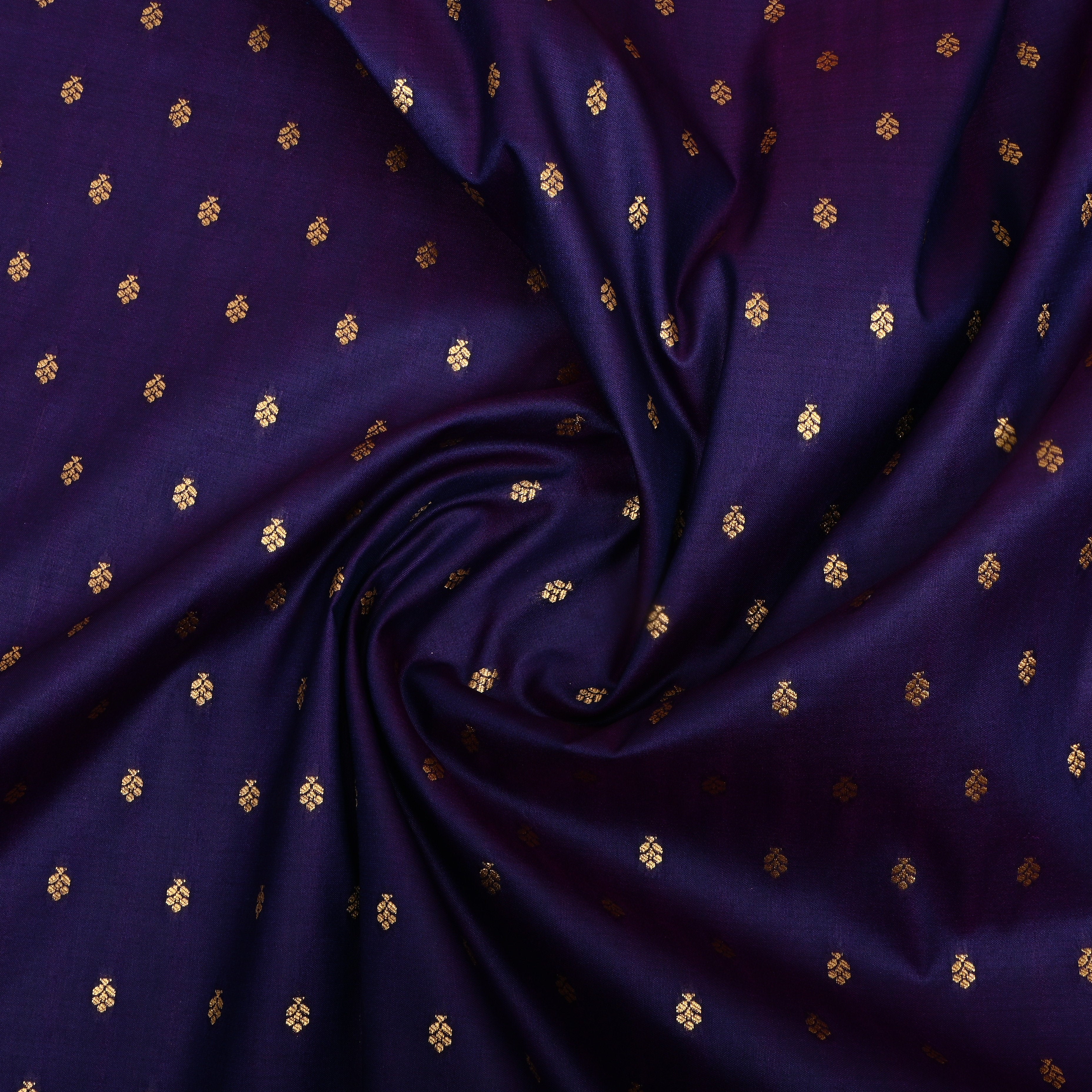 Dark Purple Floral Zari Jamawar Silk Fabric