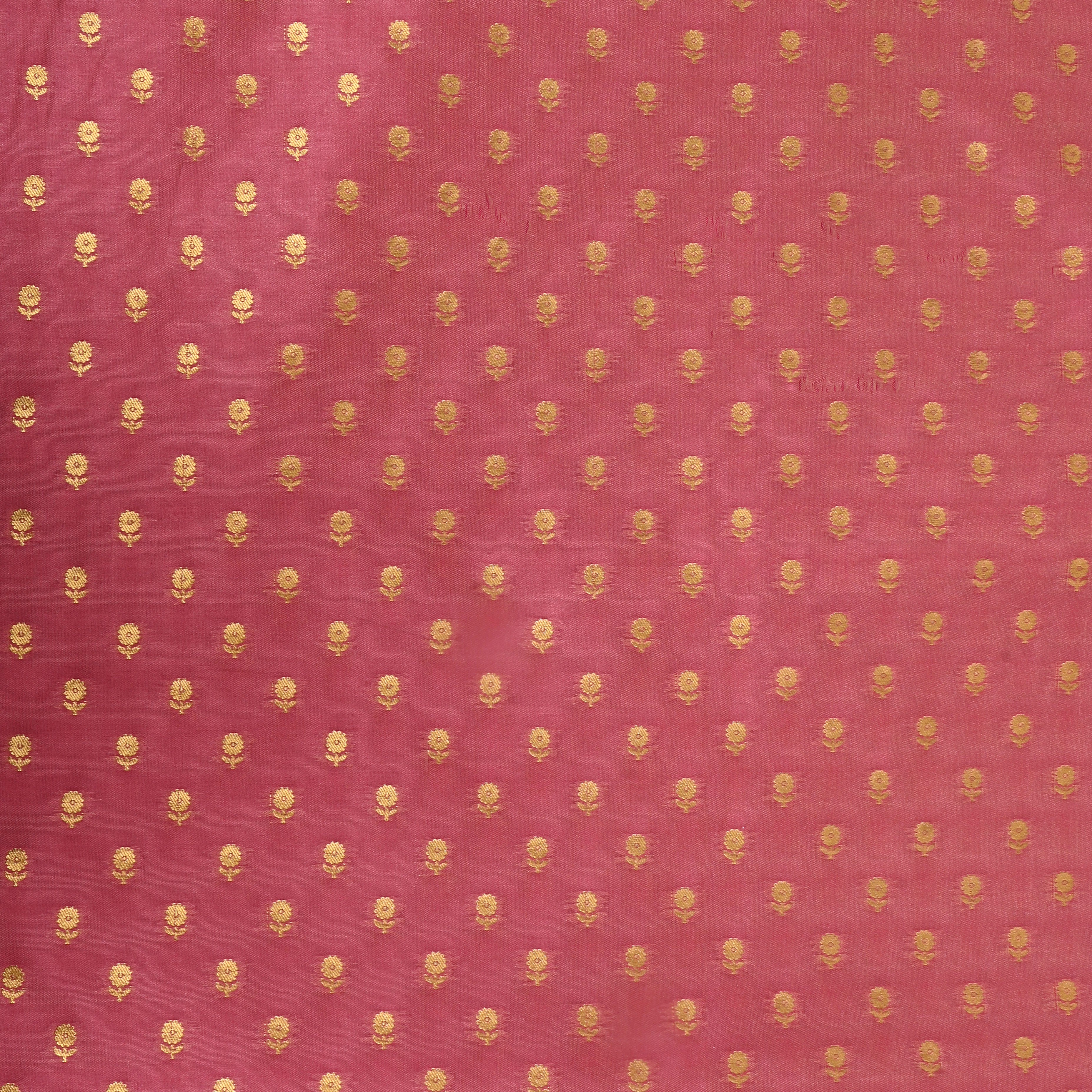 Candy Pink Floral Jamawar Silk Fabric