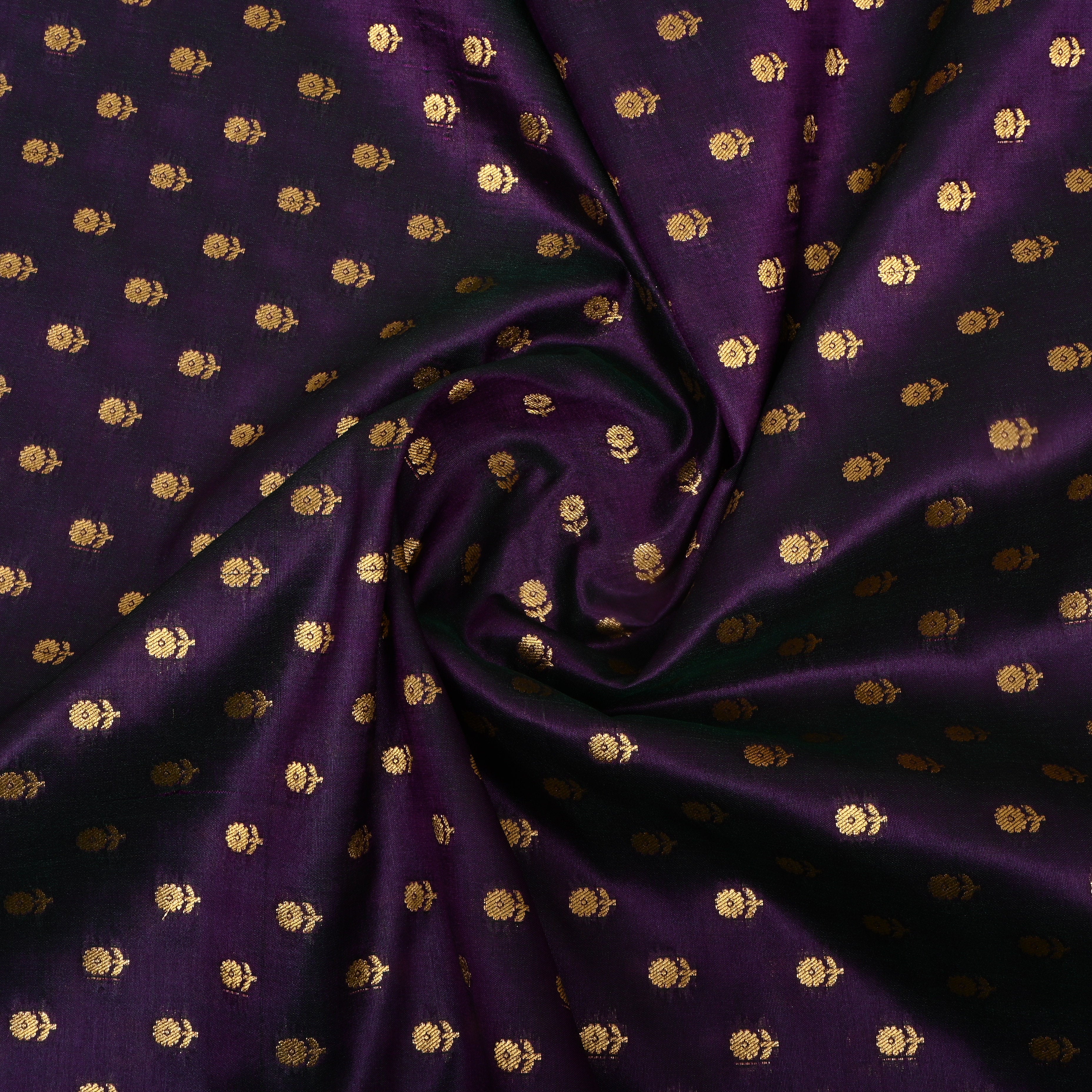 Dark Purple Floral Jamawar Silk Fabric
