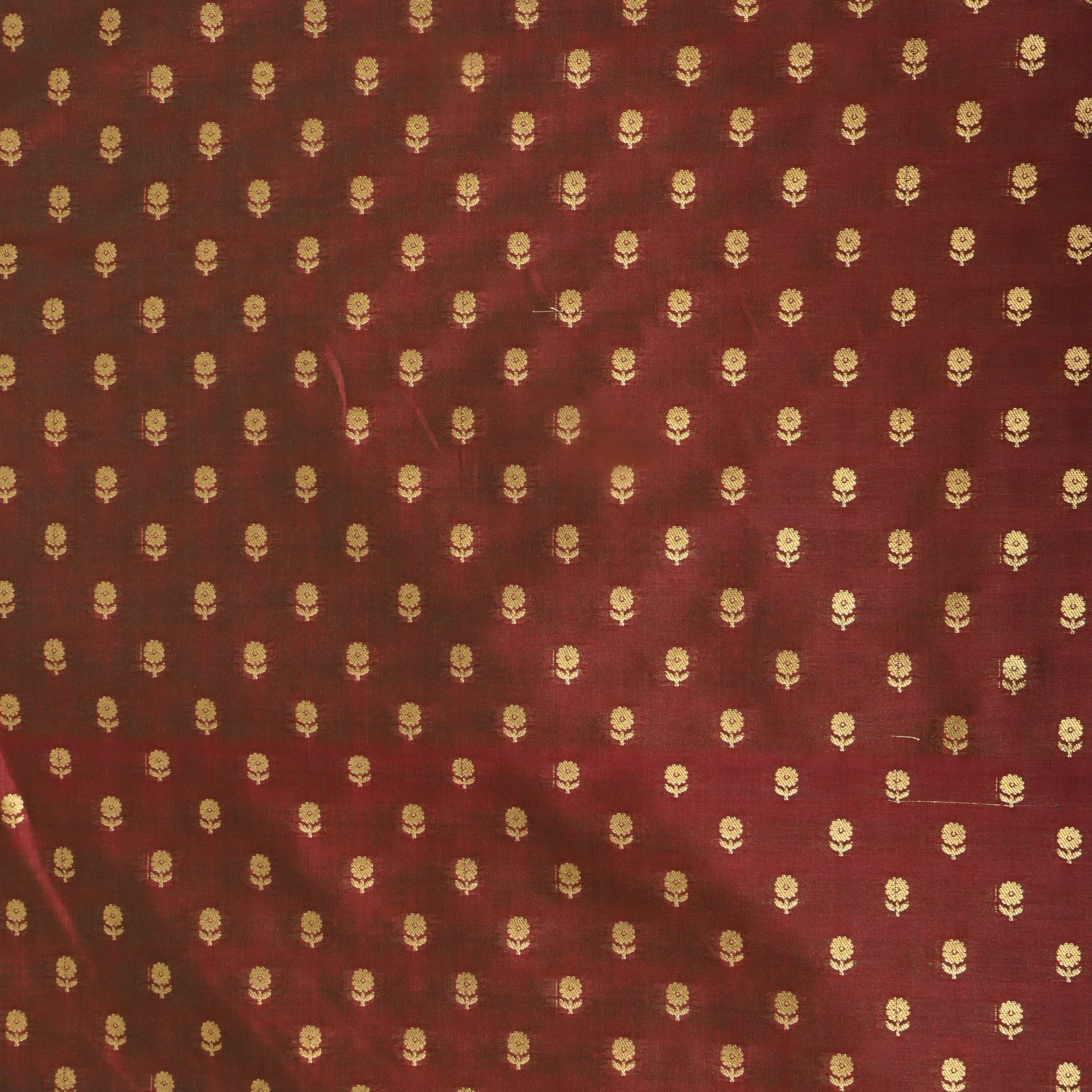 Maroon Zari Weave Tissue Fabric