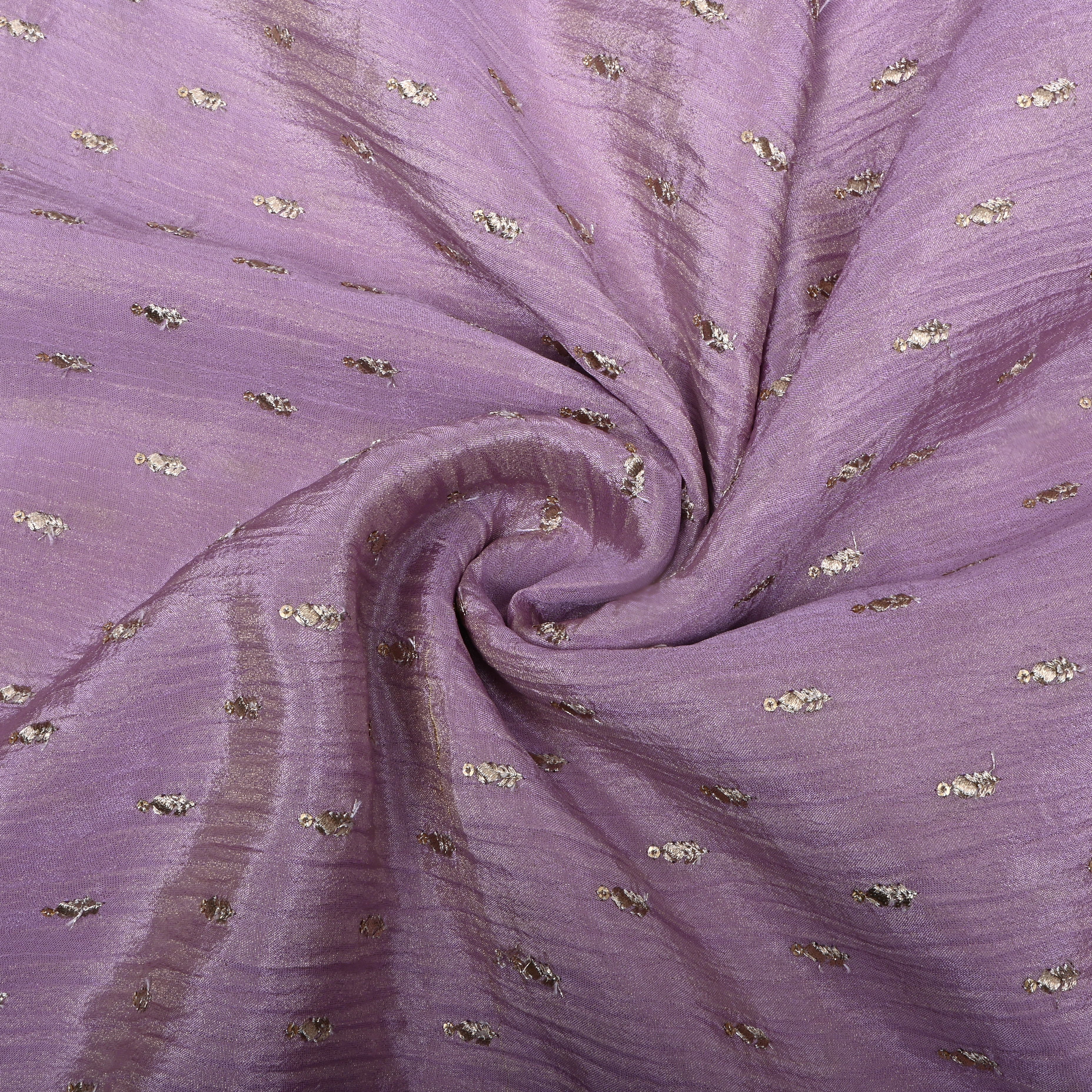 Dark Mauve Zari Embroidery Tissue Fabric