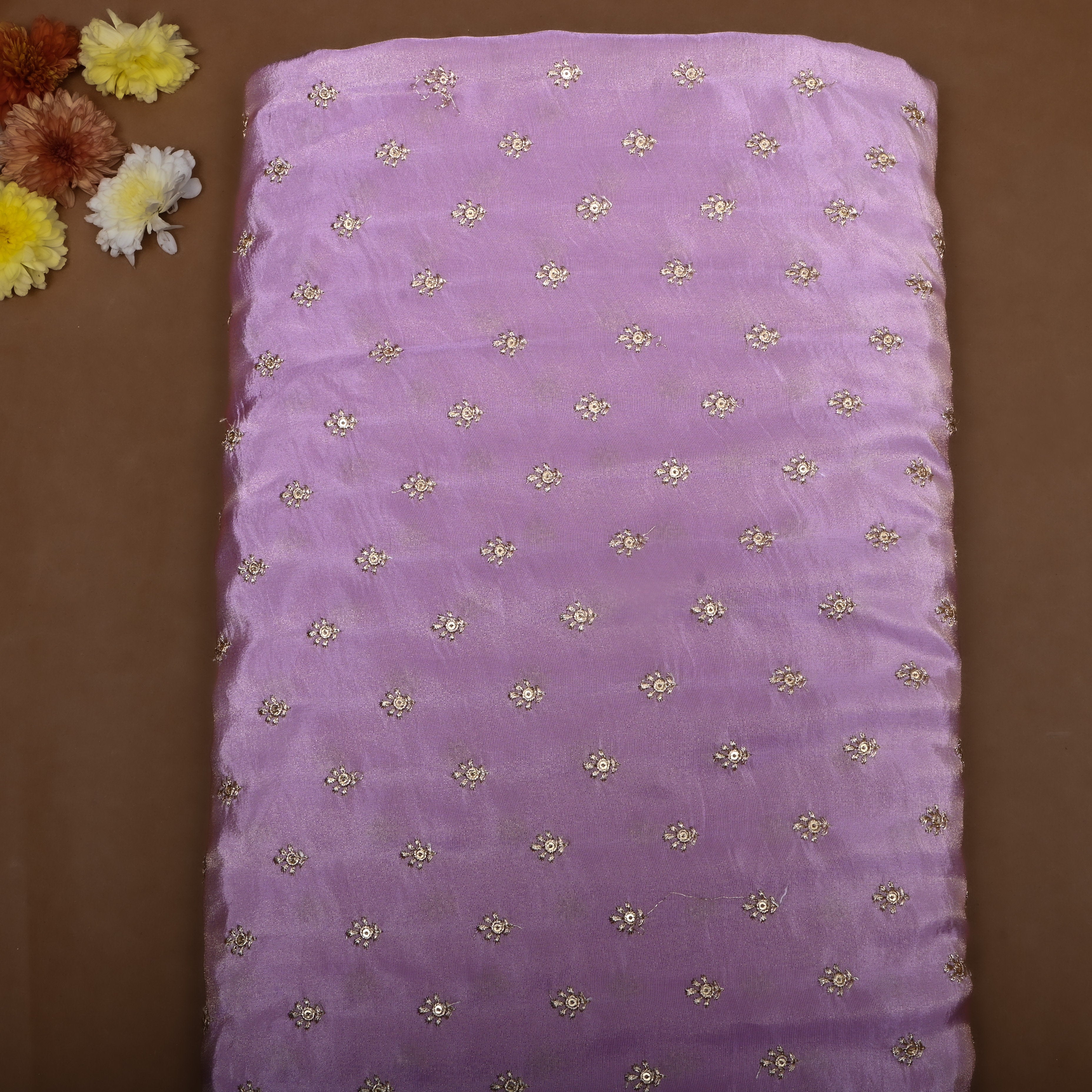 Light Lavender Zari Embroidery Fabric