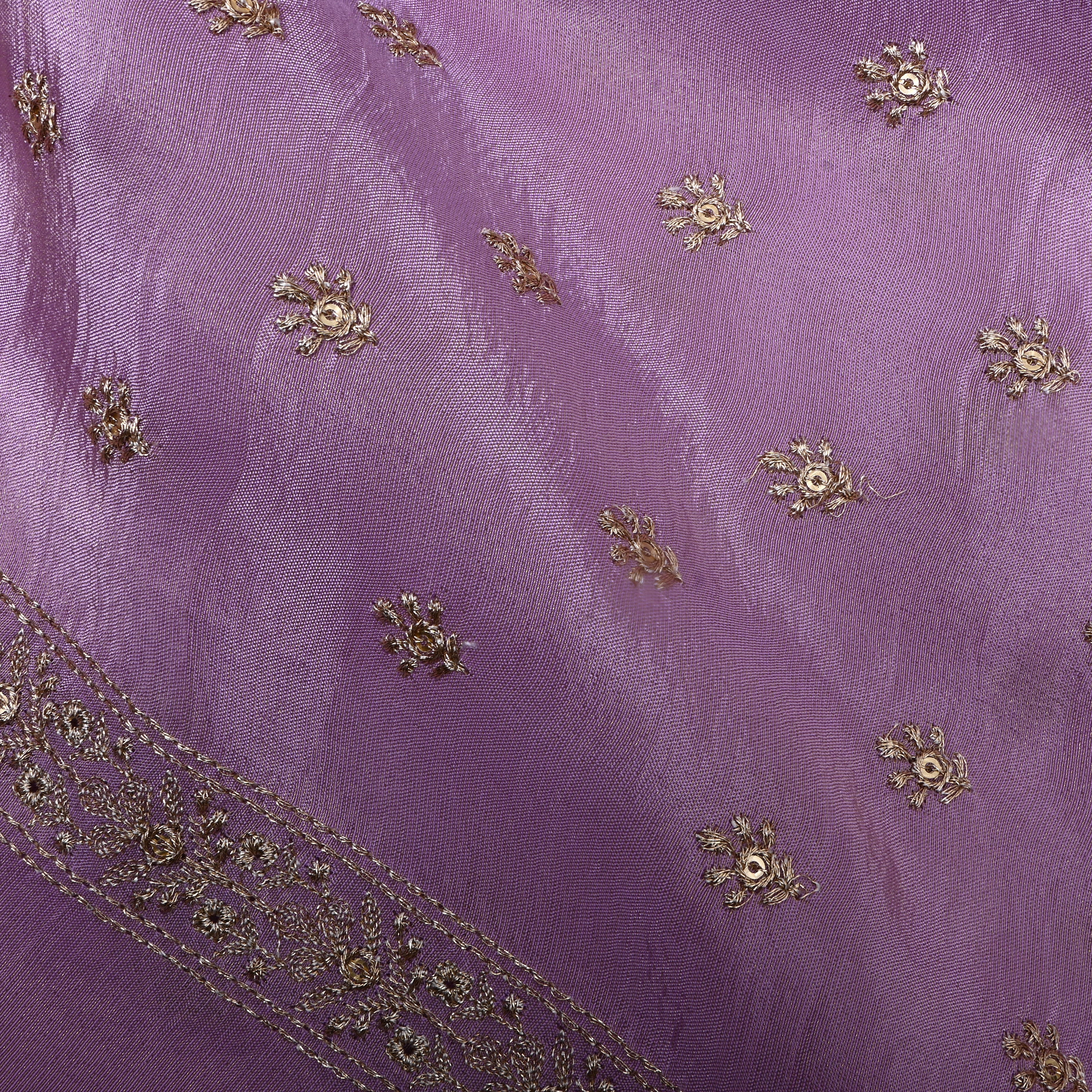 Light Lavender Zari Embroidery Fabric