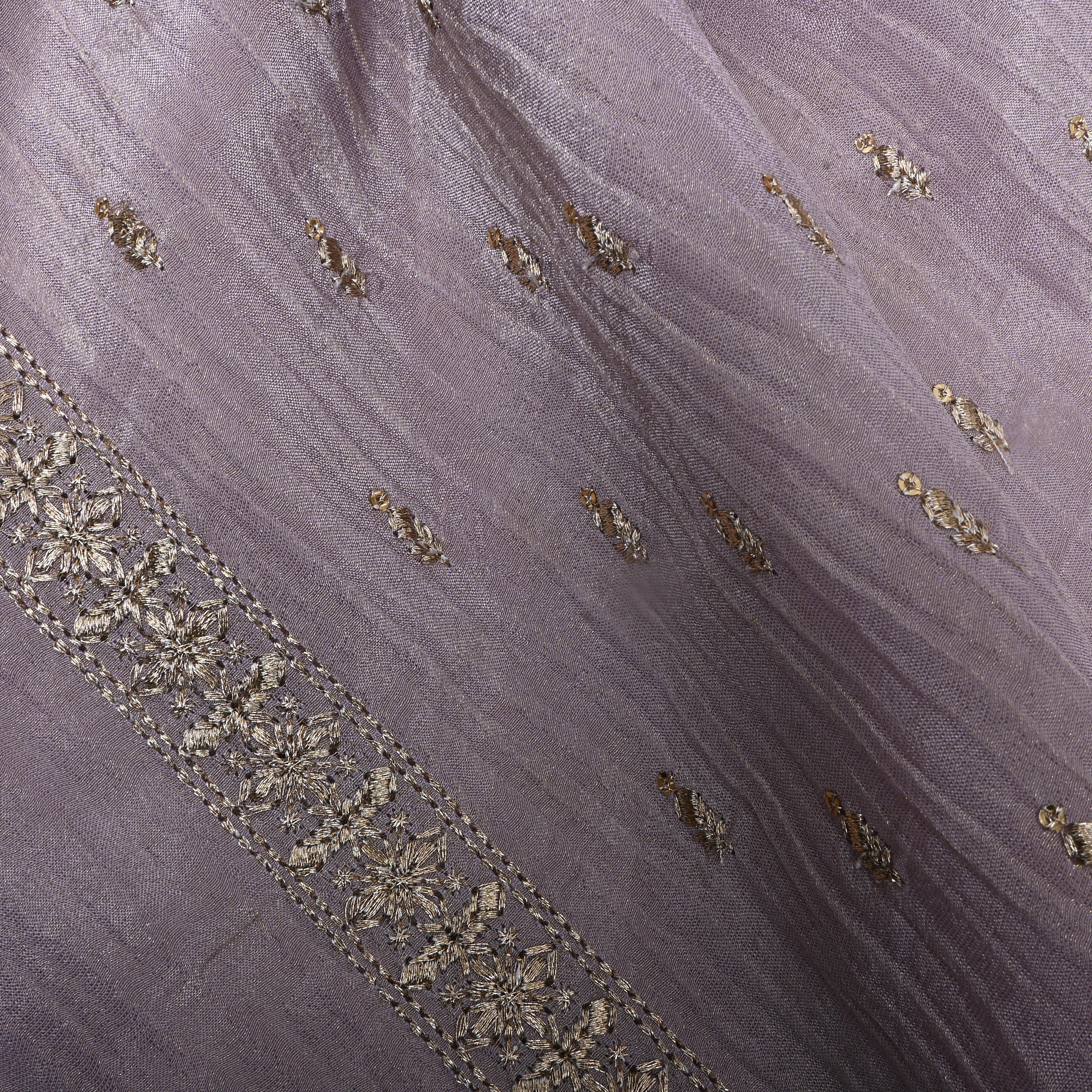 Twinkle Lavender Zari Embroidery Tissue Fabric
