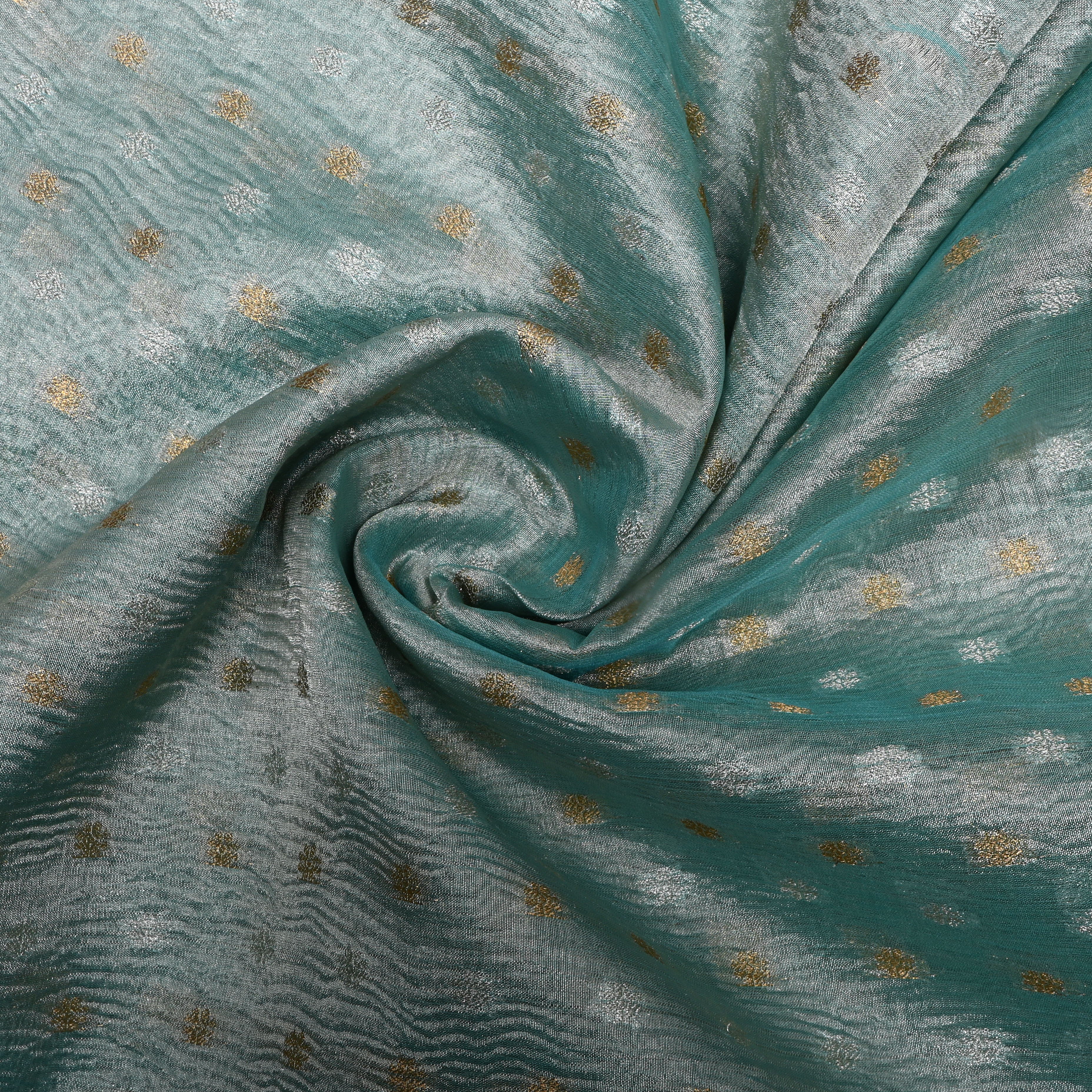 Aqua Green Zari Woven Tissue Fabric