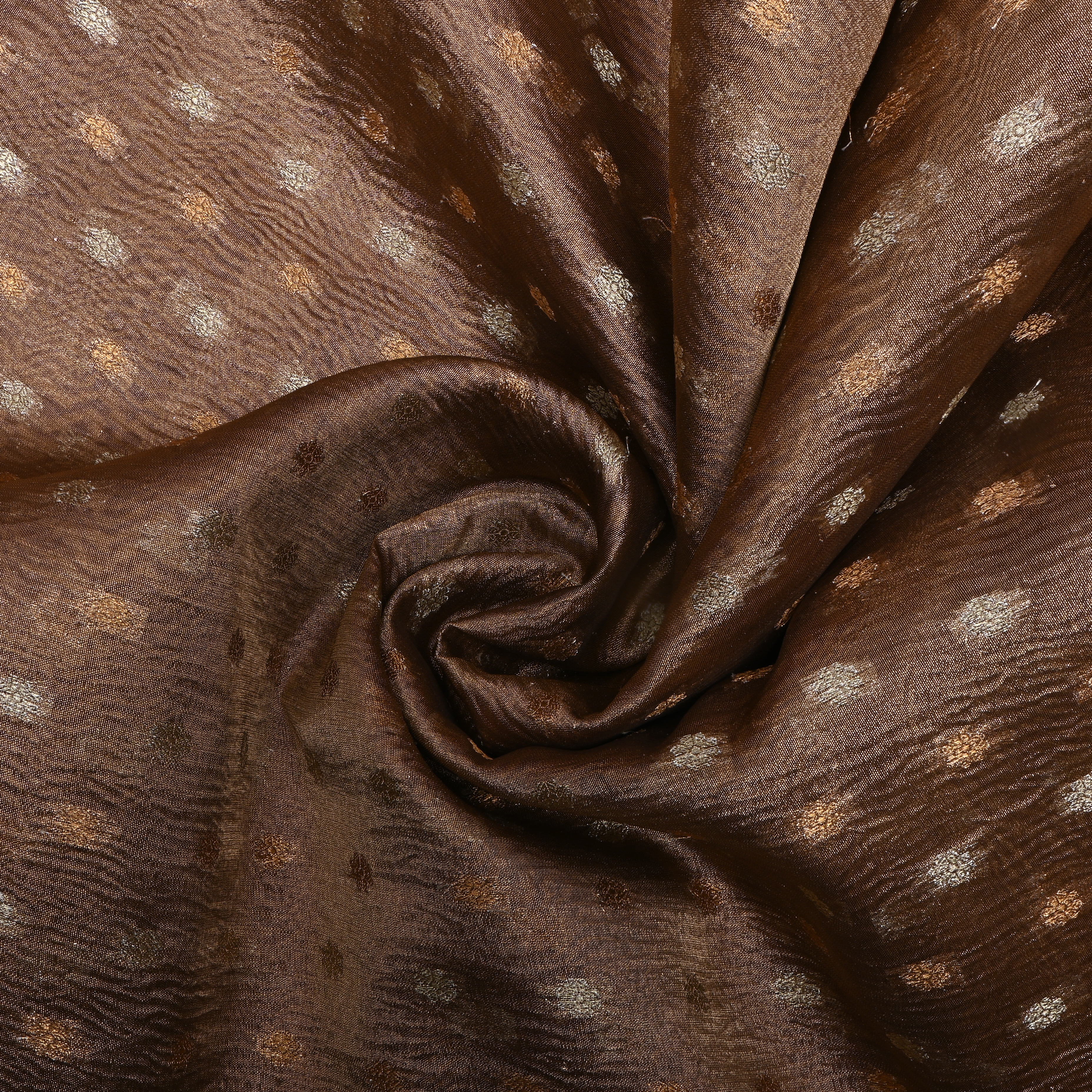 Golden Brown Zari Woven Tissue Fabric