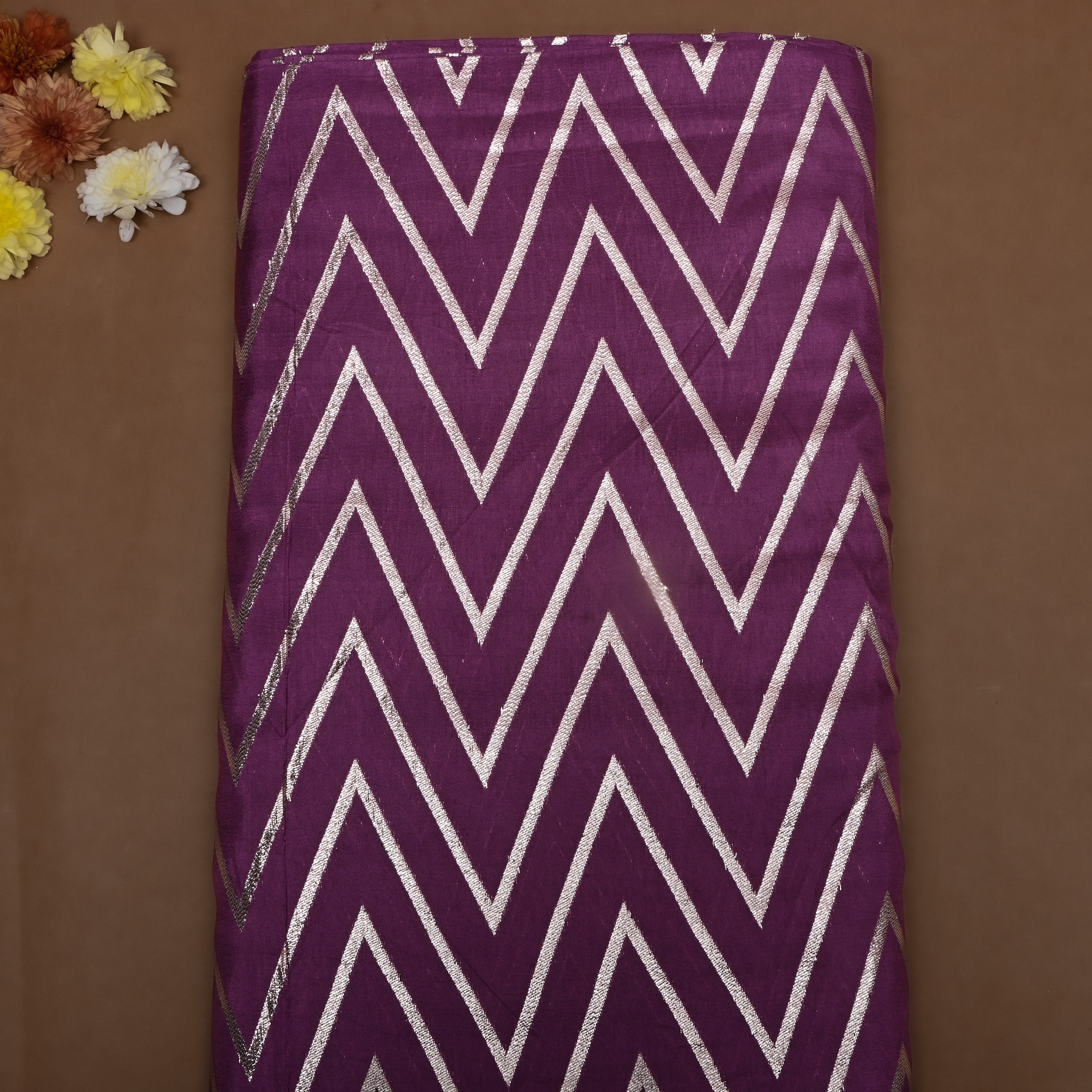 Grape Purple Zari Woven Silk Fabric