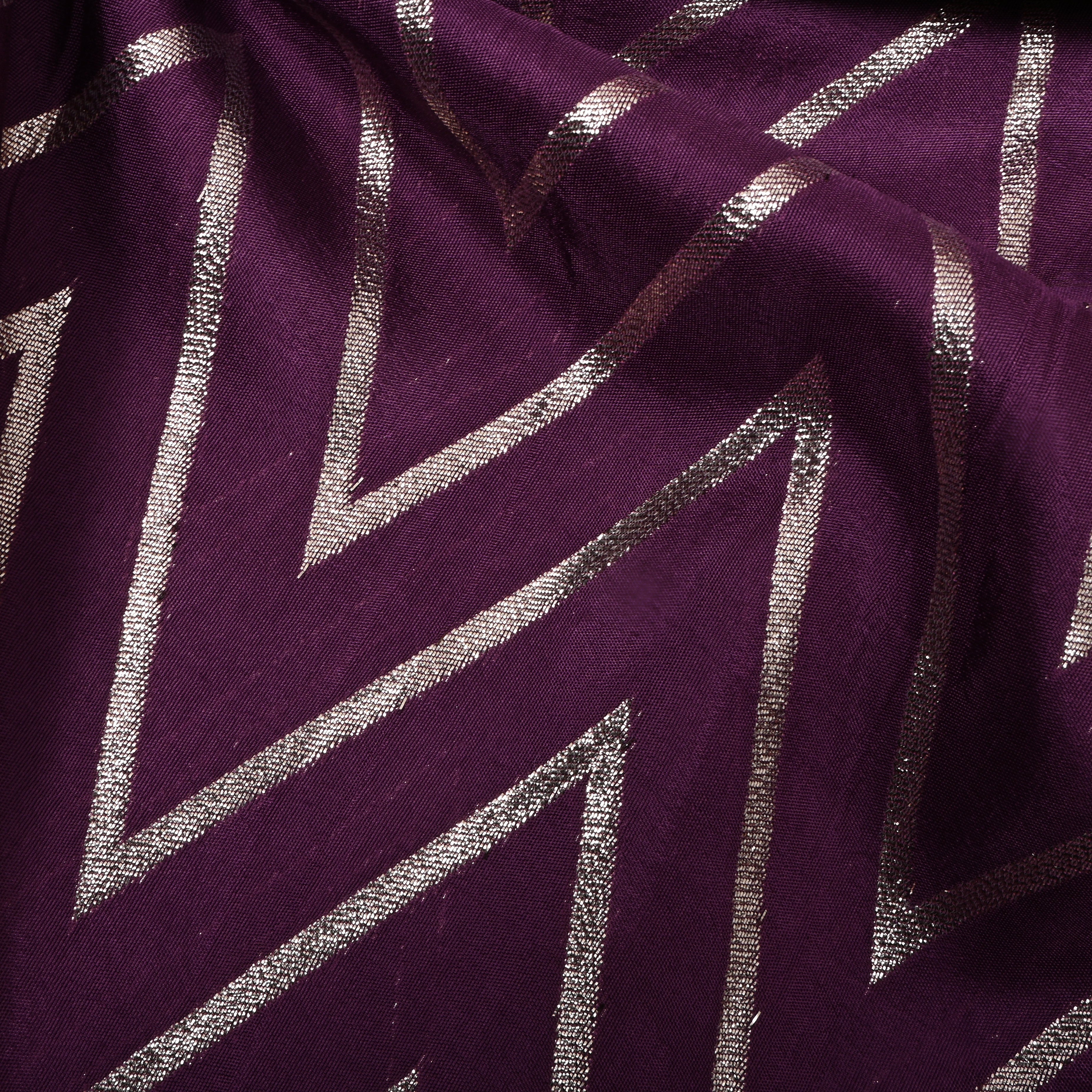 Grape Purple Zari Woven Silk Fabric