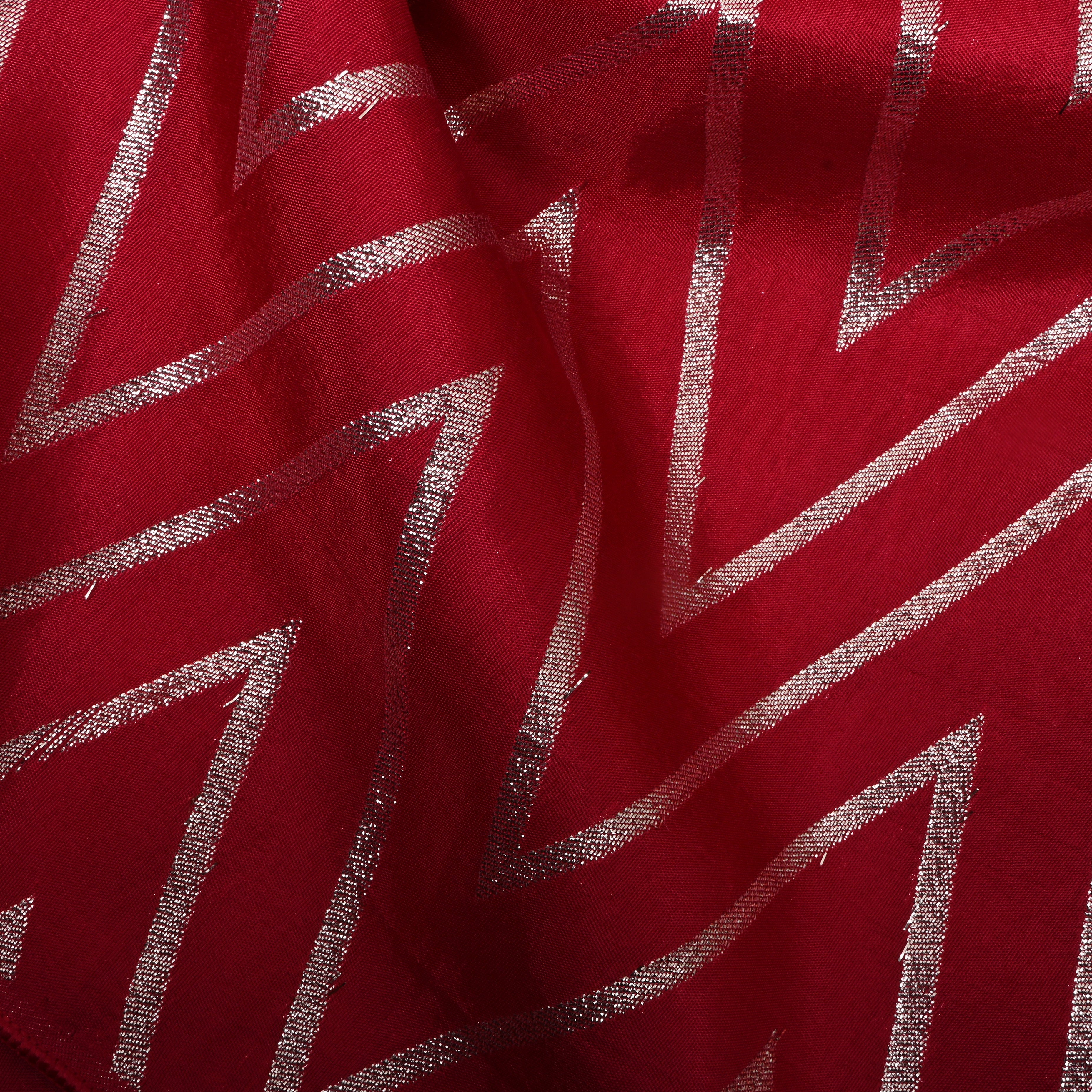 Crimson Red Zari Woven Silk Fabric