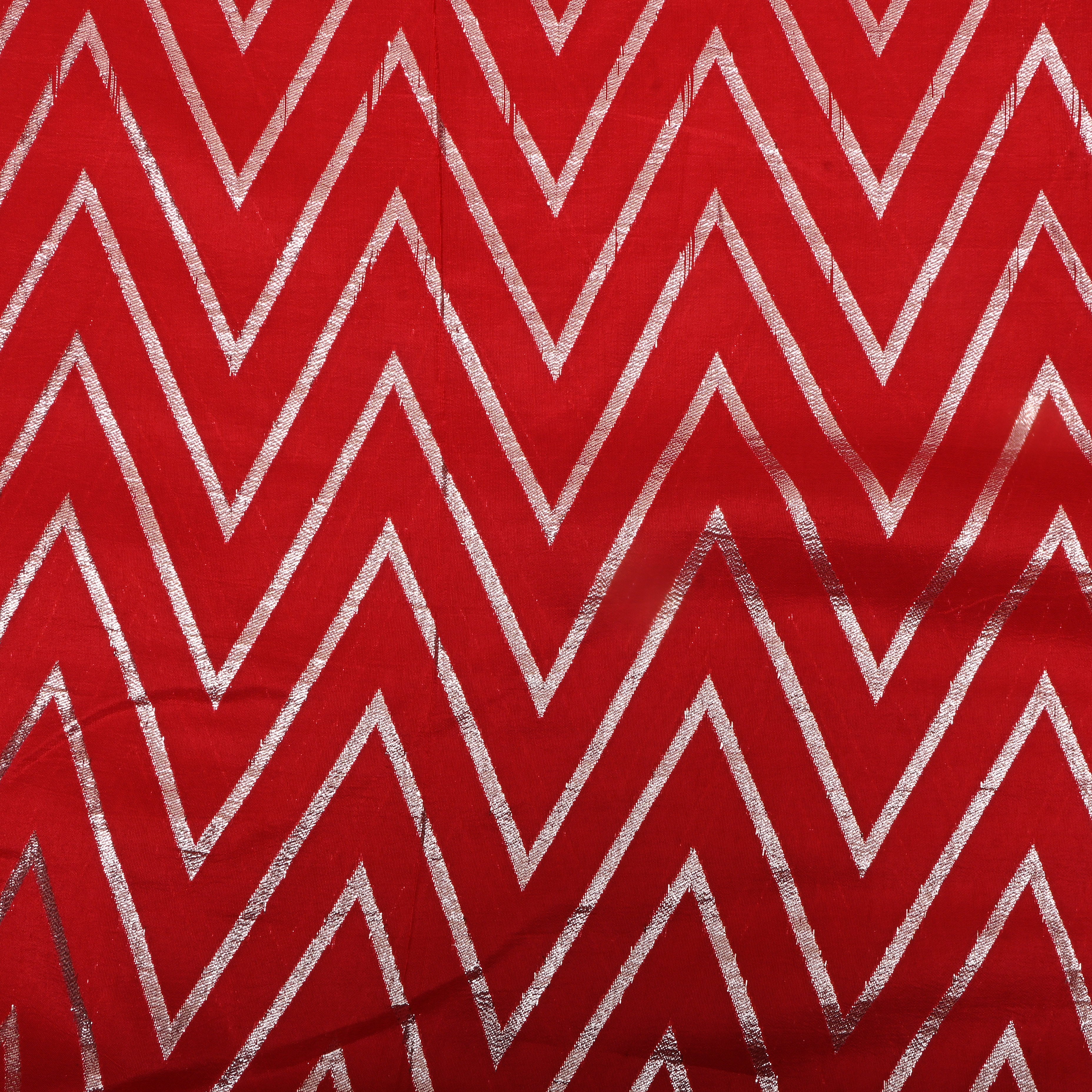 Venetian Red Zari Woven Silk Fabric