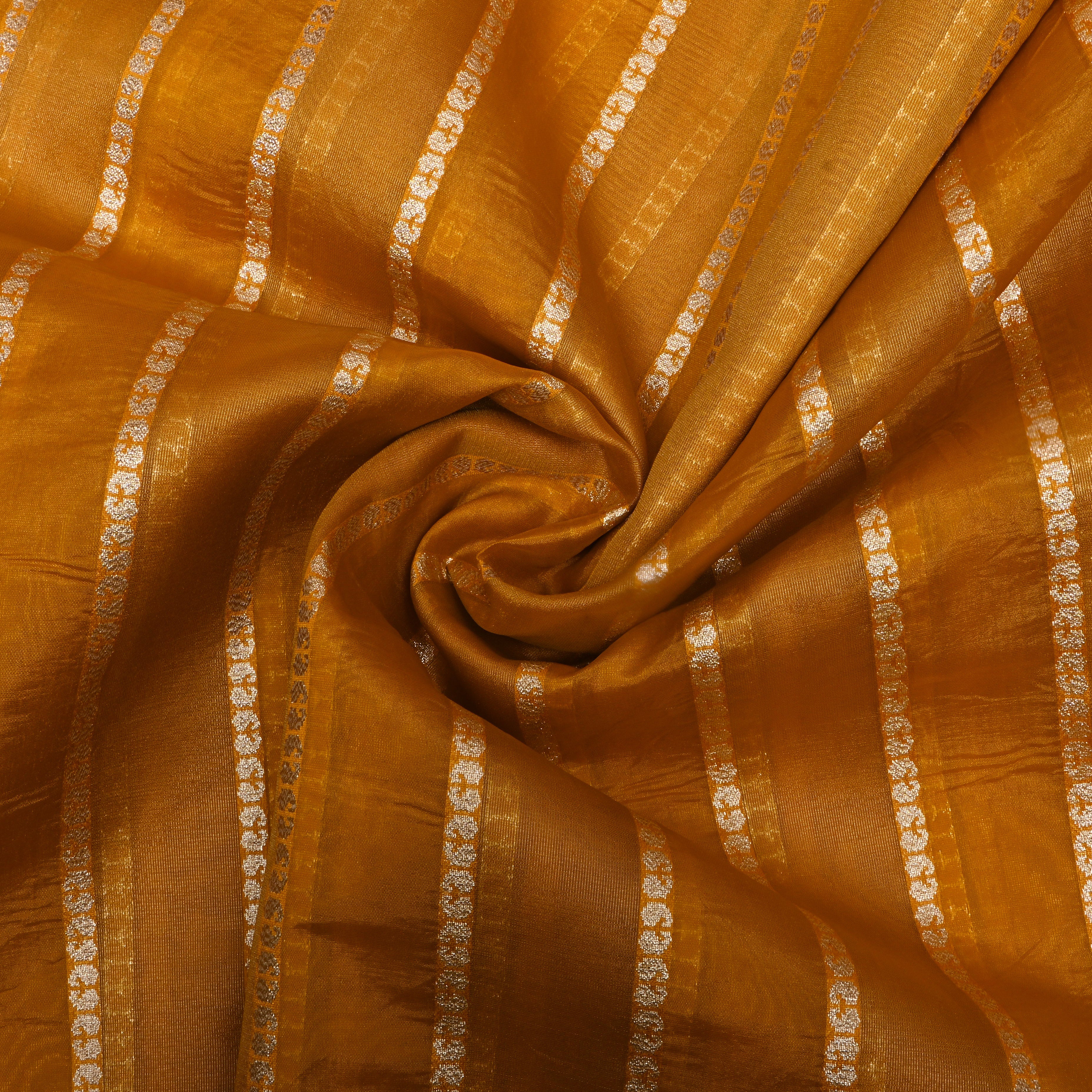 Deep Yellow Zari Woven Silk Fabric