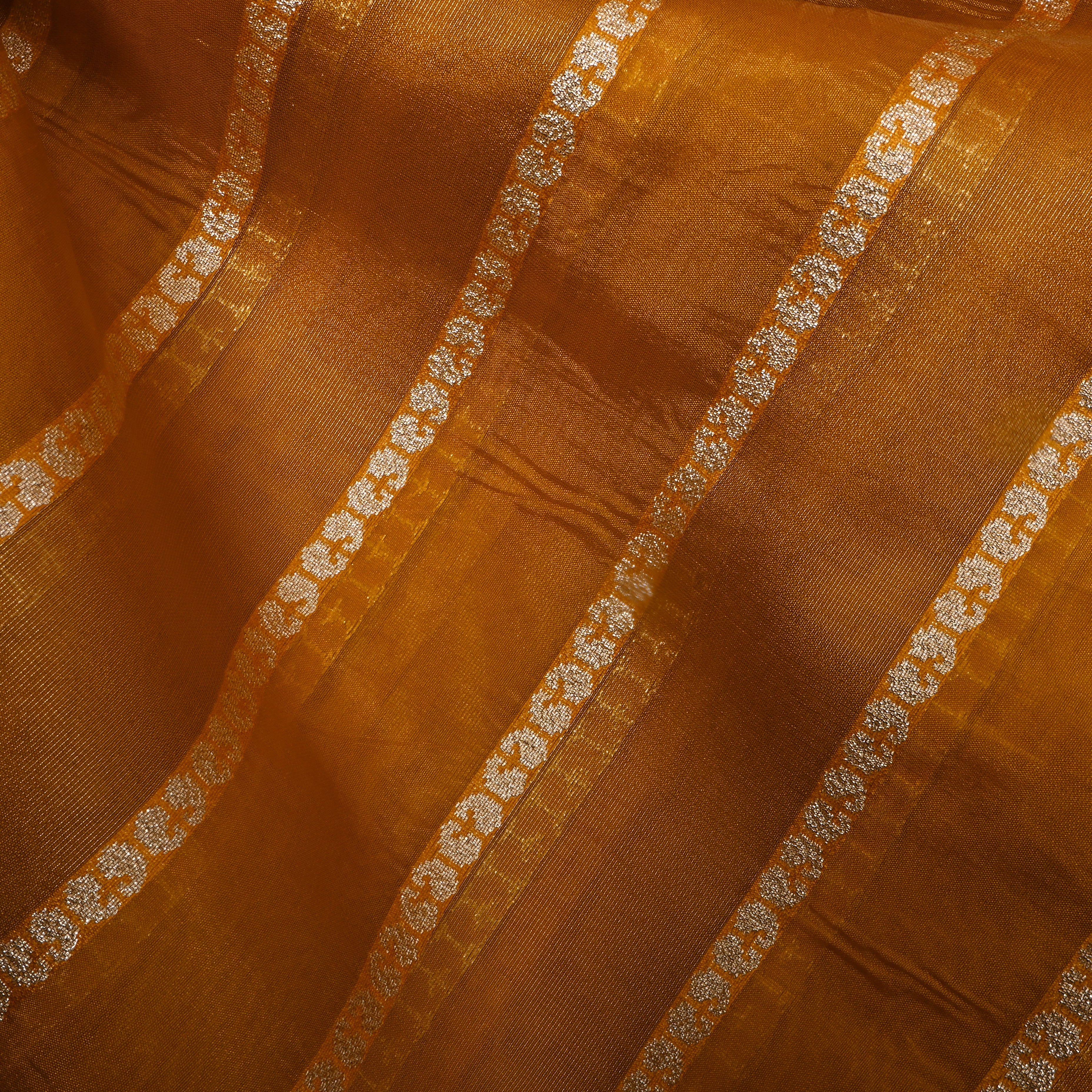 Deep Yellow Zari Woven Silk Fabric