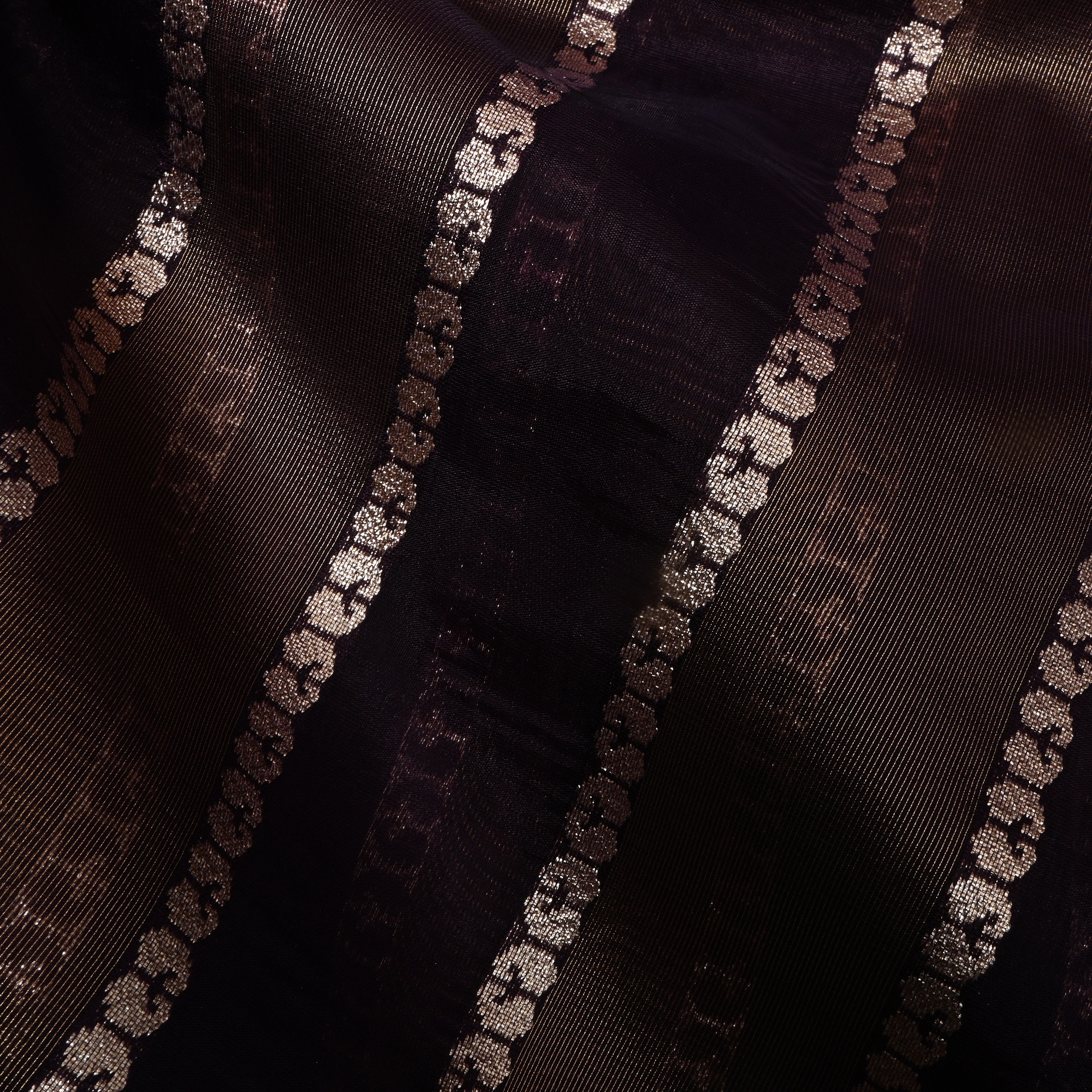 Chocolate Brown Zari Woven Silk Fabric