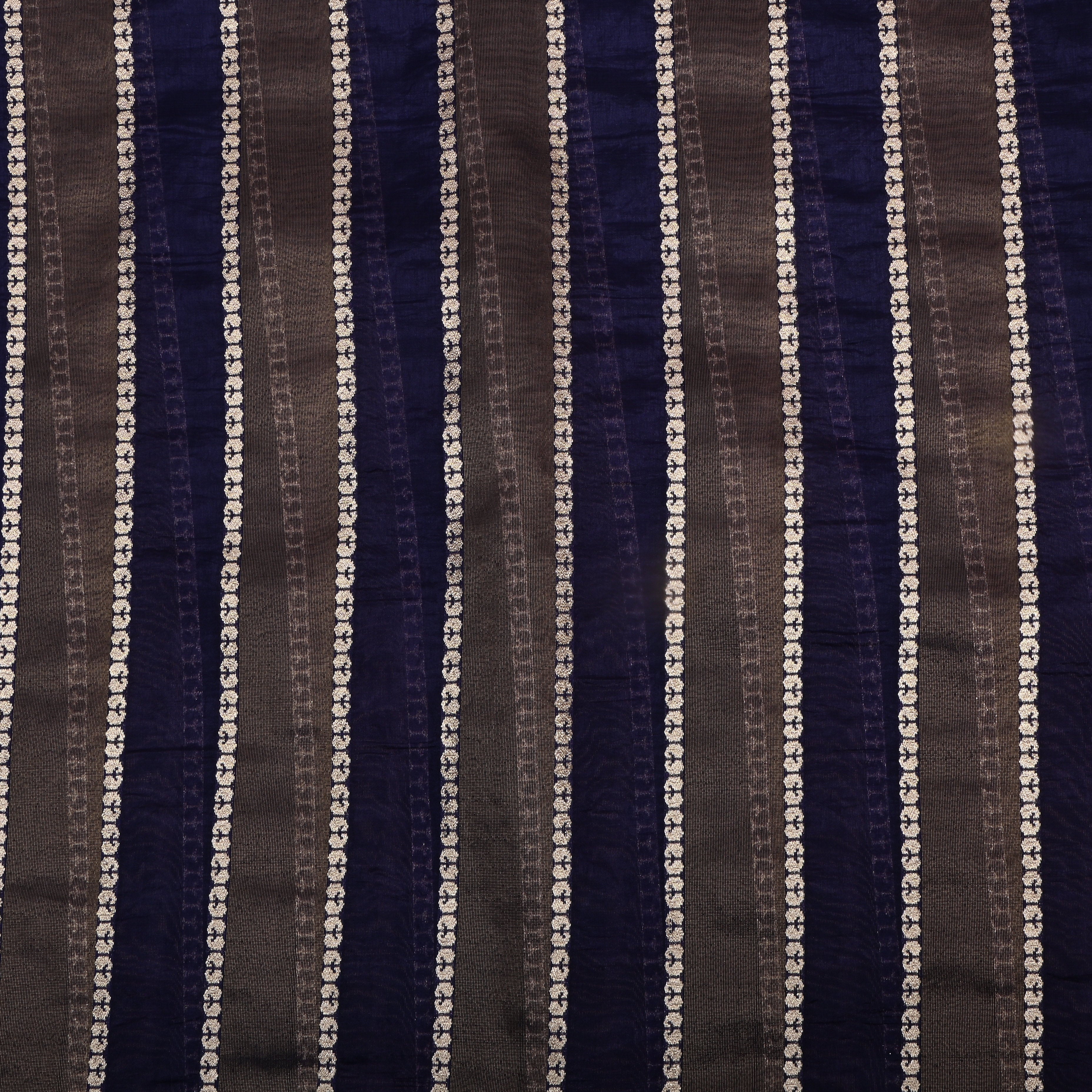 Navy Blue Jamawar Silk Fabric