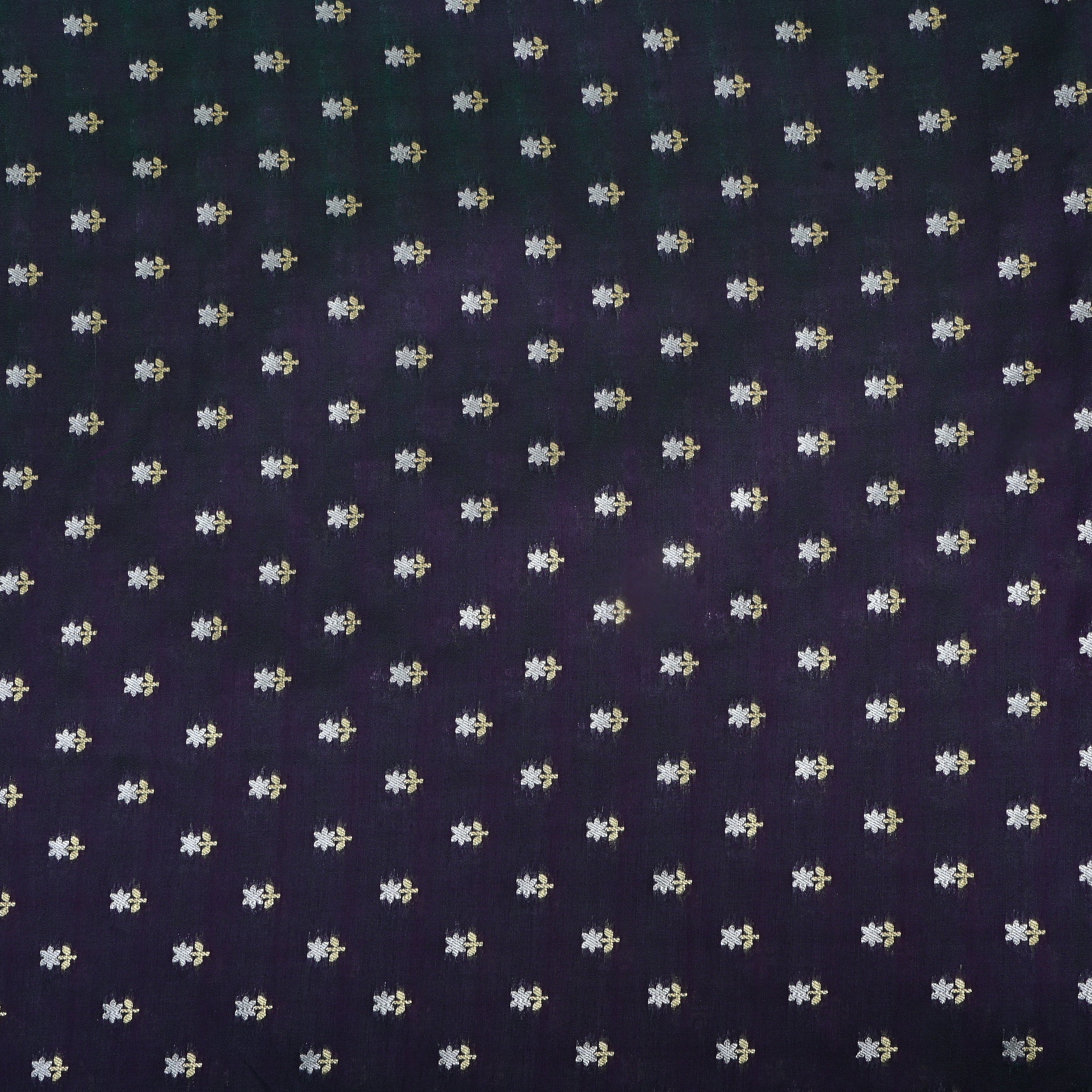 Dark Purple Floral Jamawar Silk Fabric