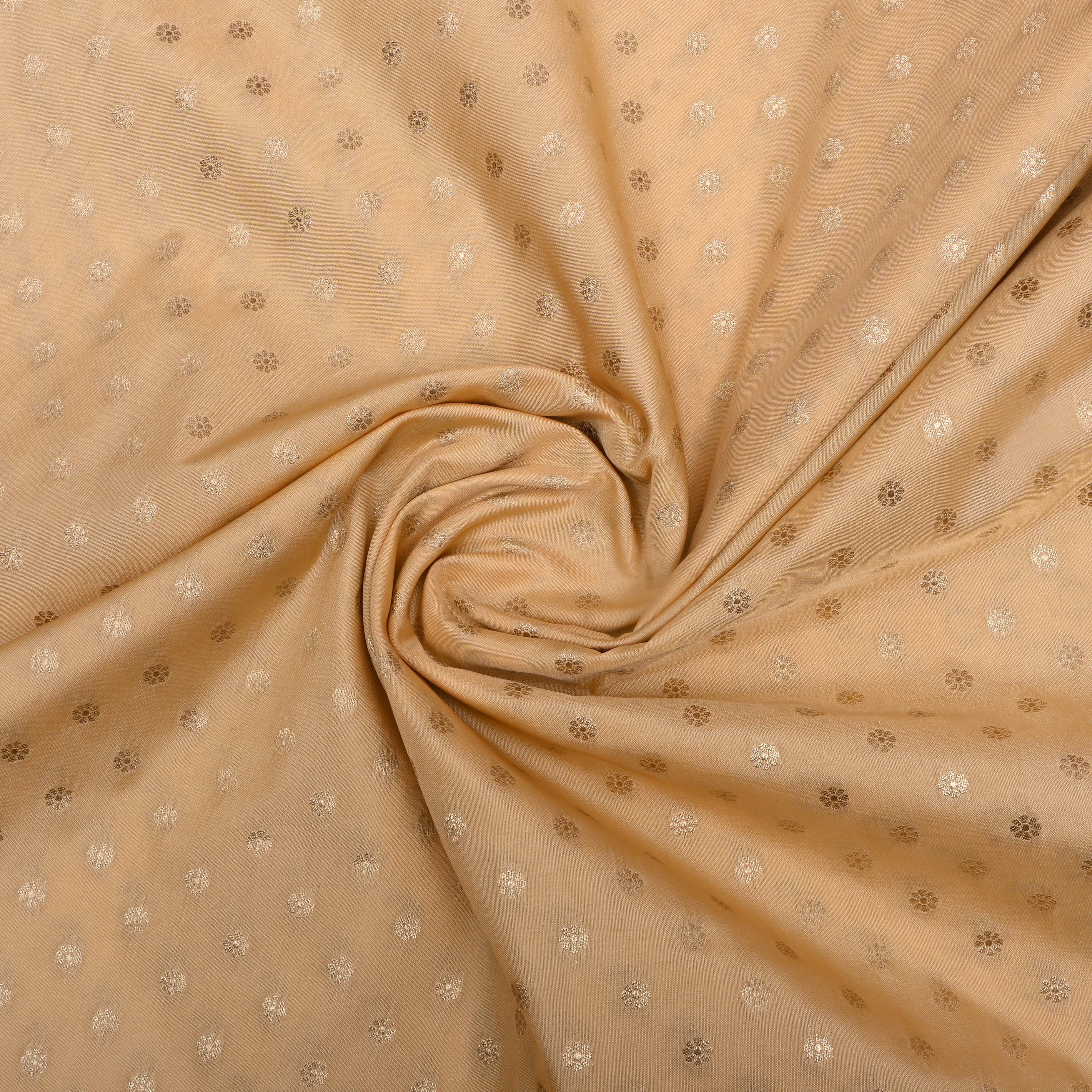 Cream Zari Woven Silk Fabric