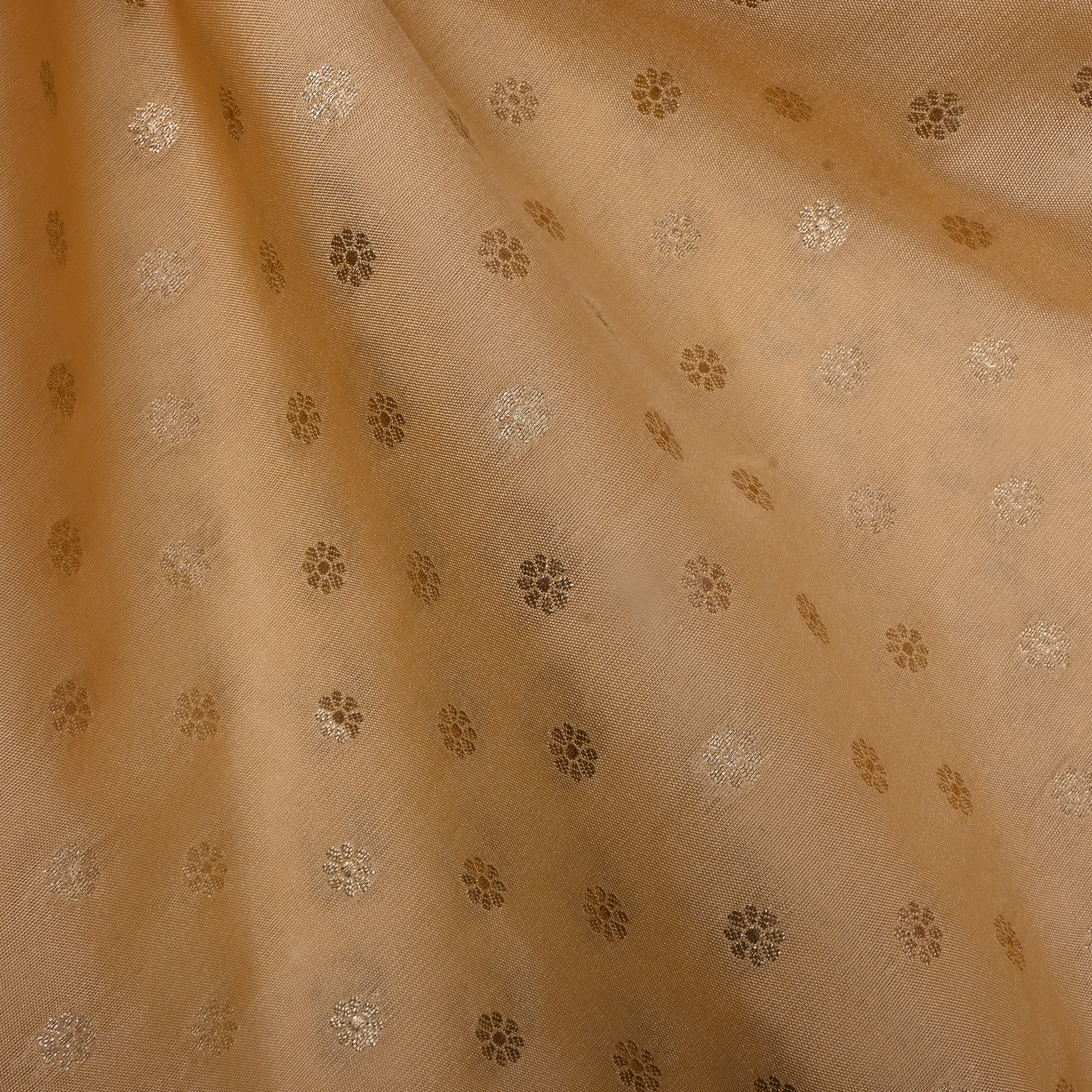 Cream Zari Woven Silk Fabric