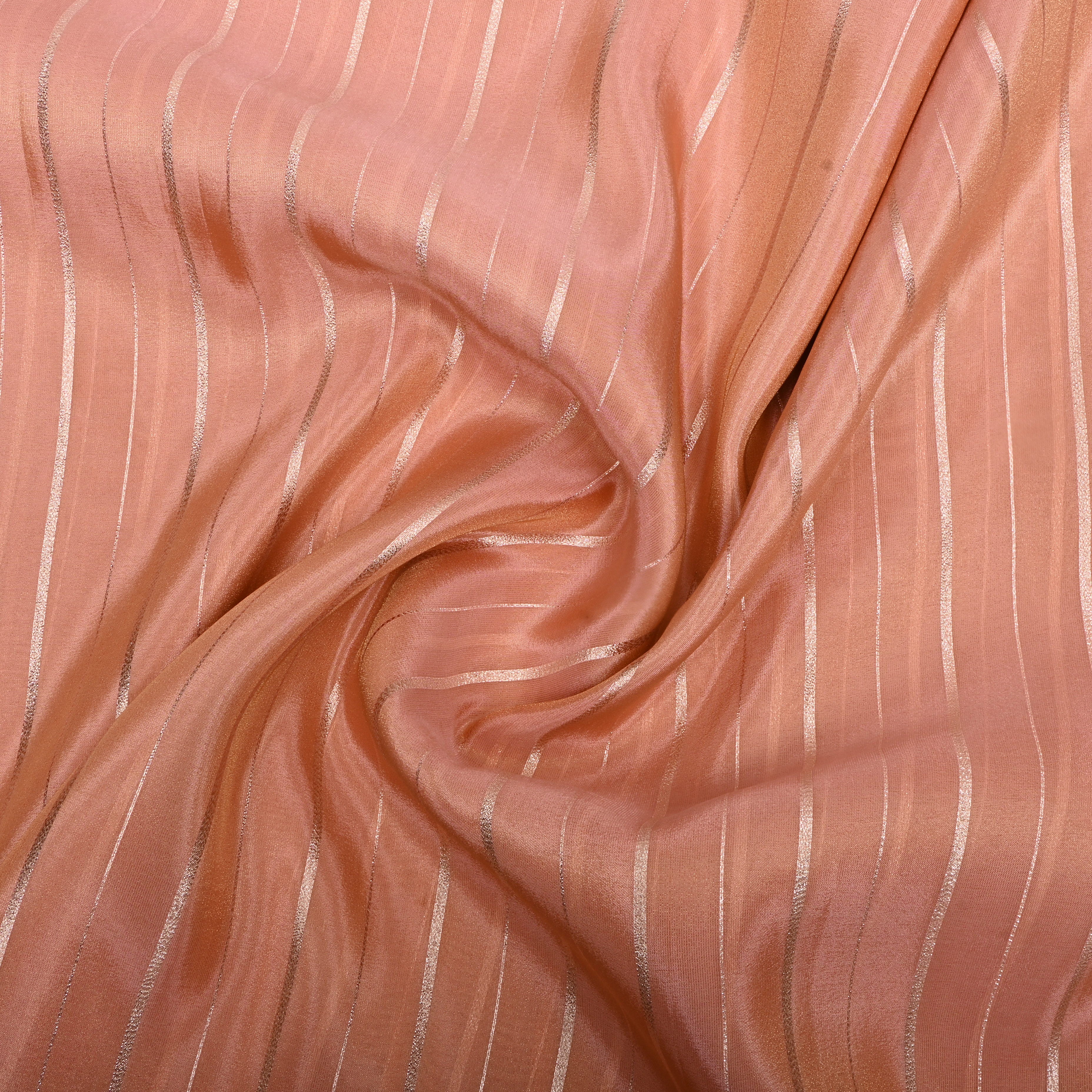 Peach Zari Woven Tissue Fabric