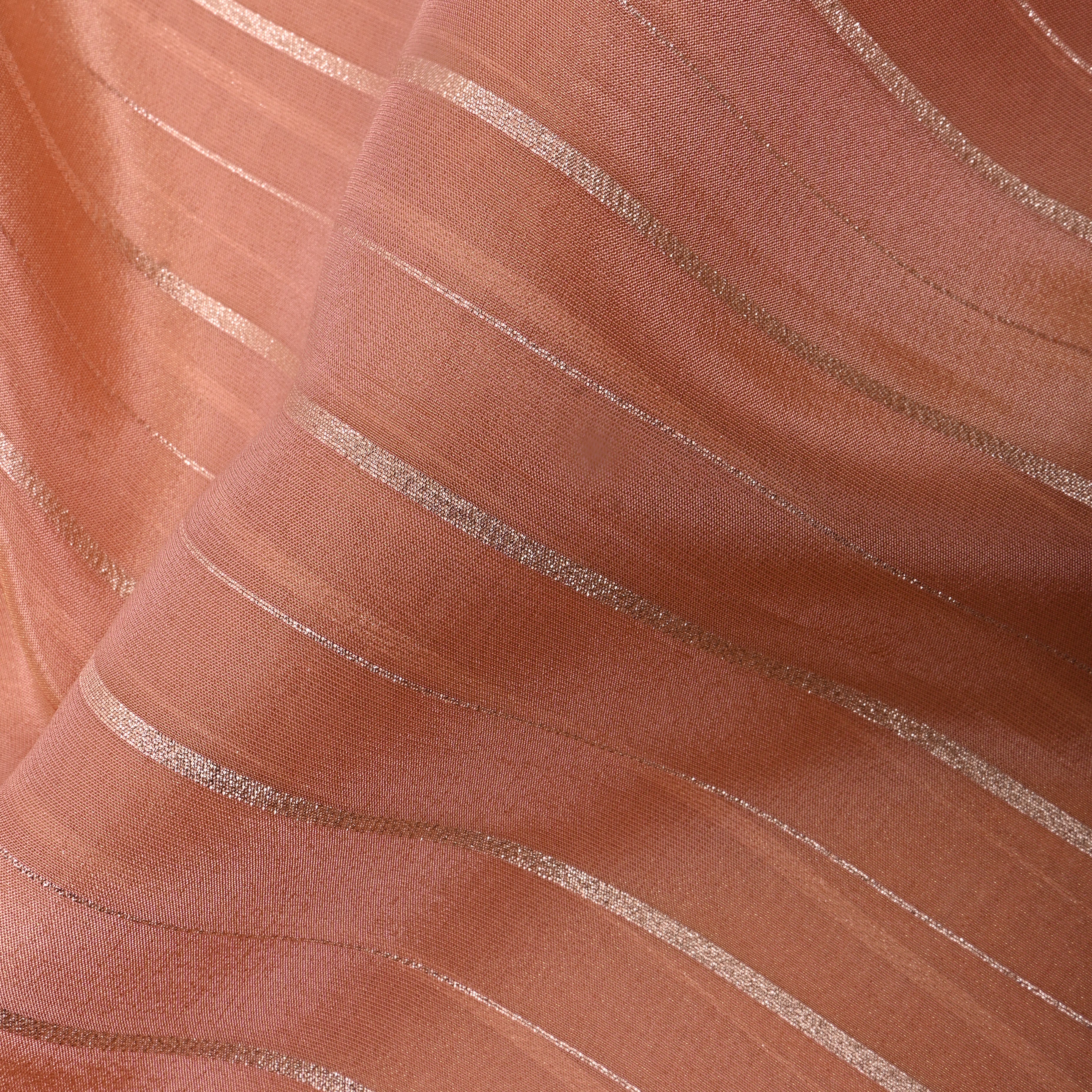 Peach Zari Woven Tissue Fabric