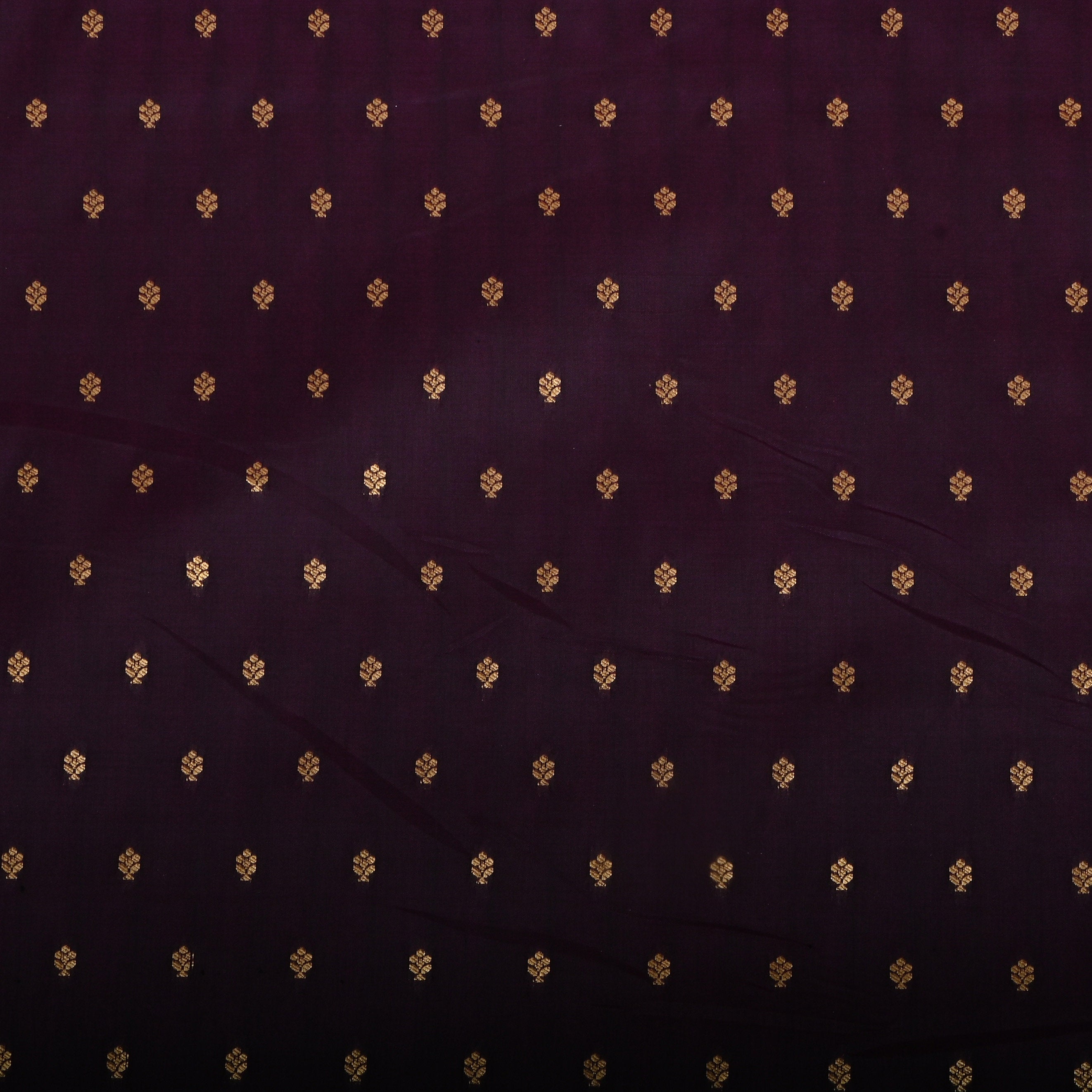 Deep Purple Floral Zari Jamawar Silk Fabric