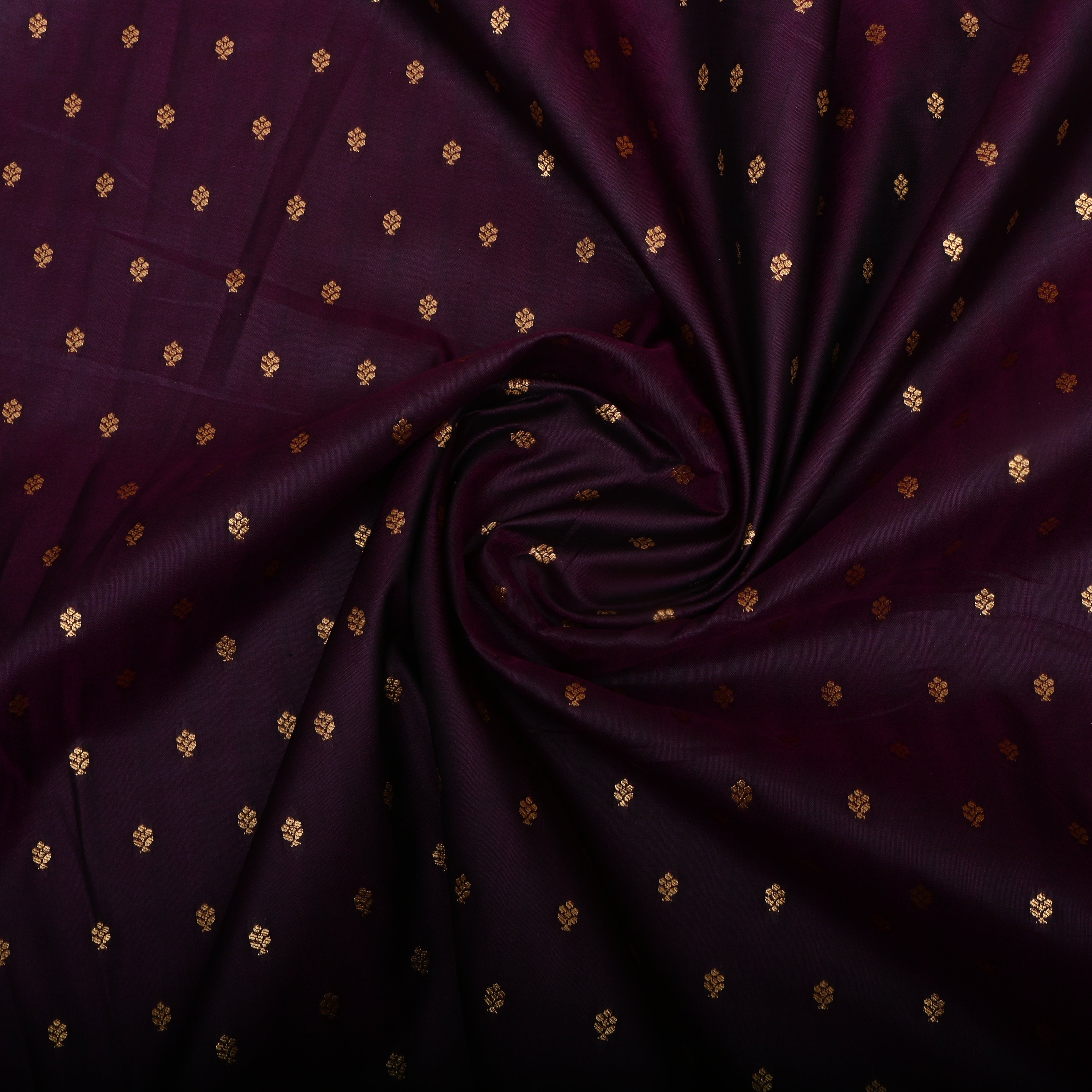 Deep Purple Floral Zari Jamawar Silk Fabric
