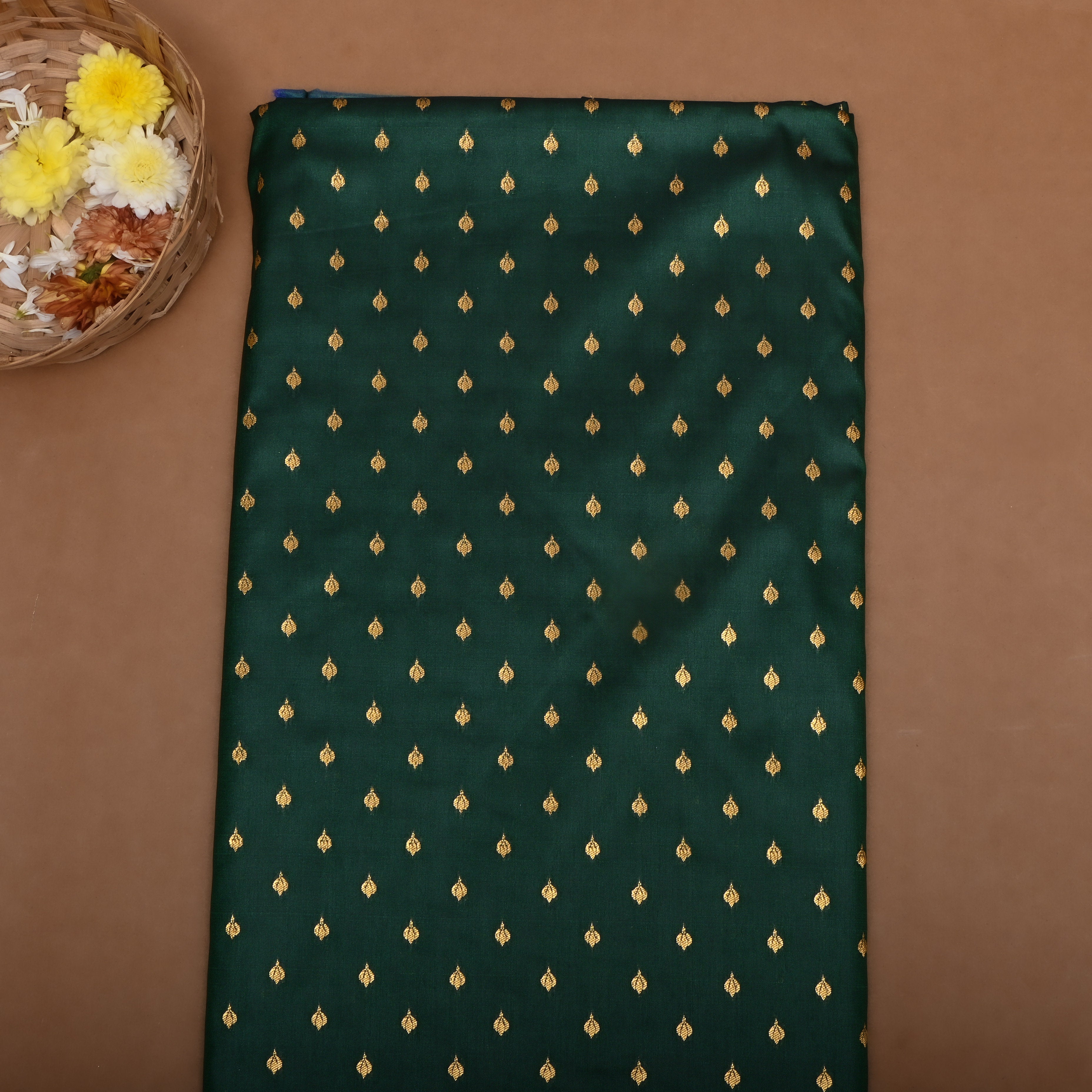 Royal Green Zari Woven Silk Fabric