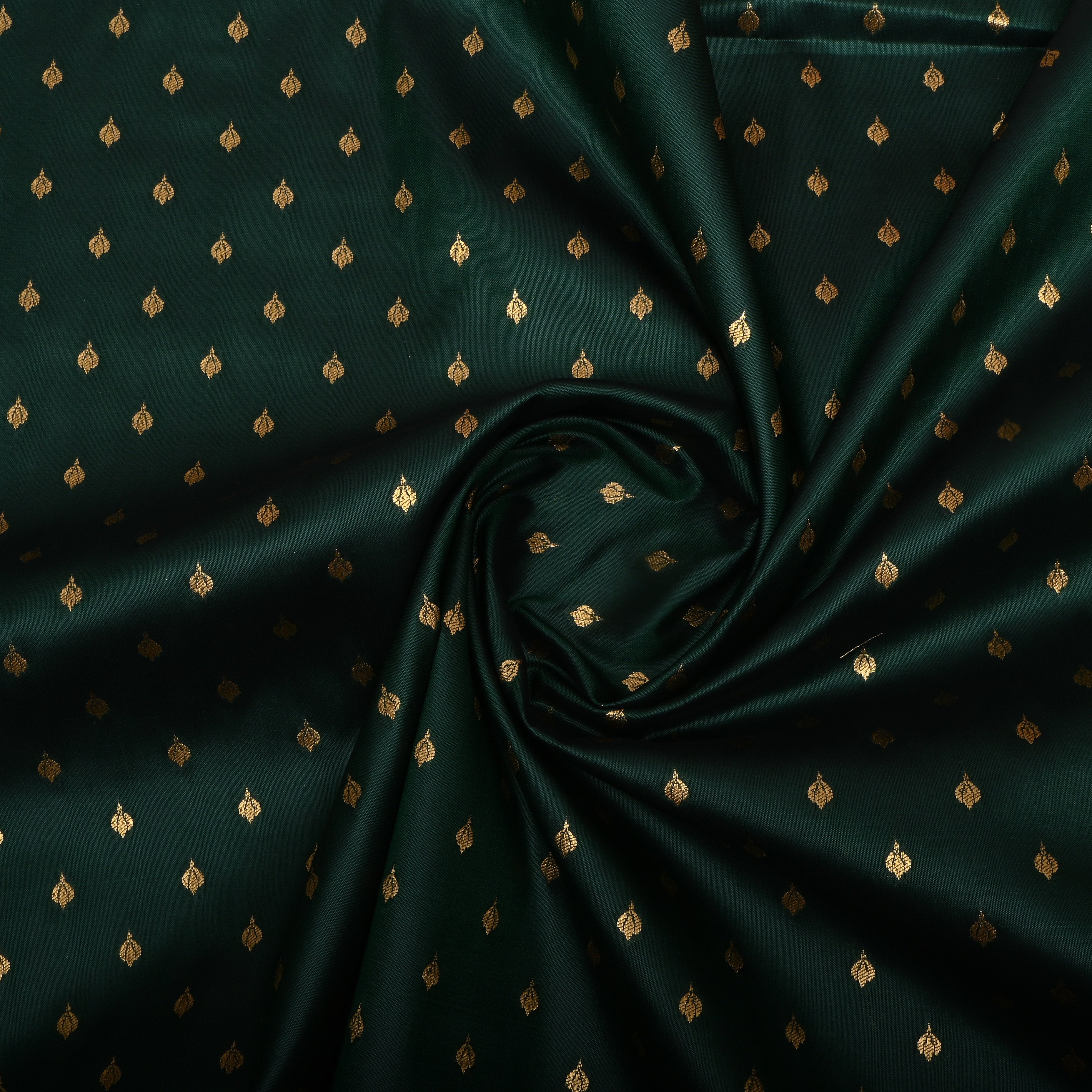 Royal Green Zari Woven Silk Fabric