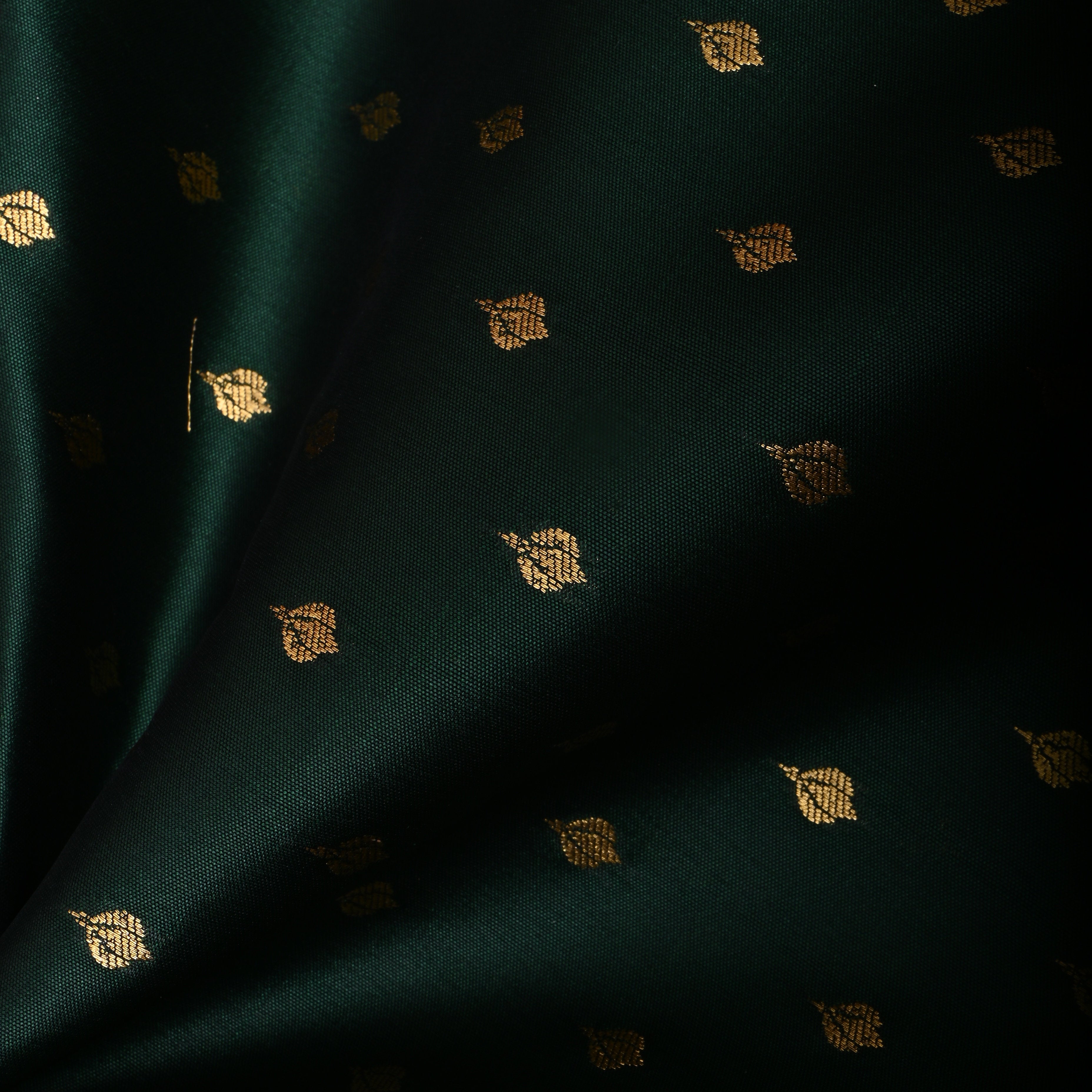 Royal Green Zari Woven Silk Fabric