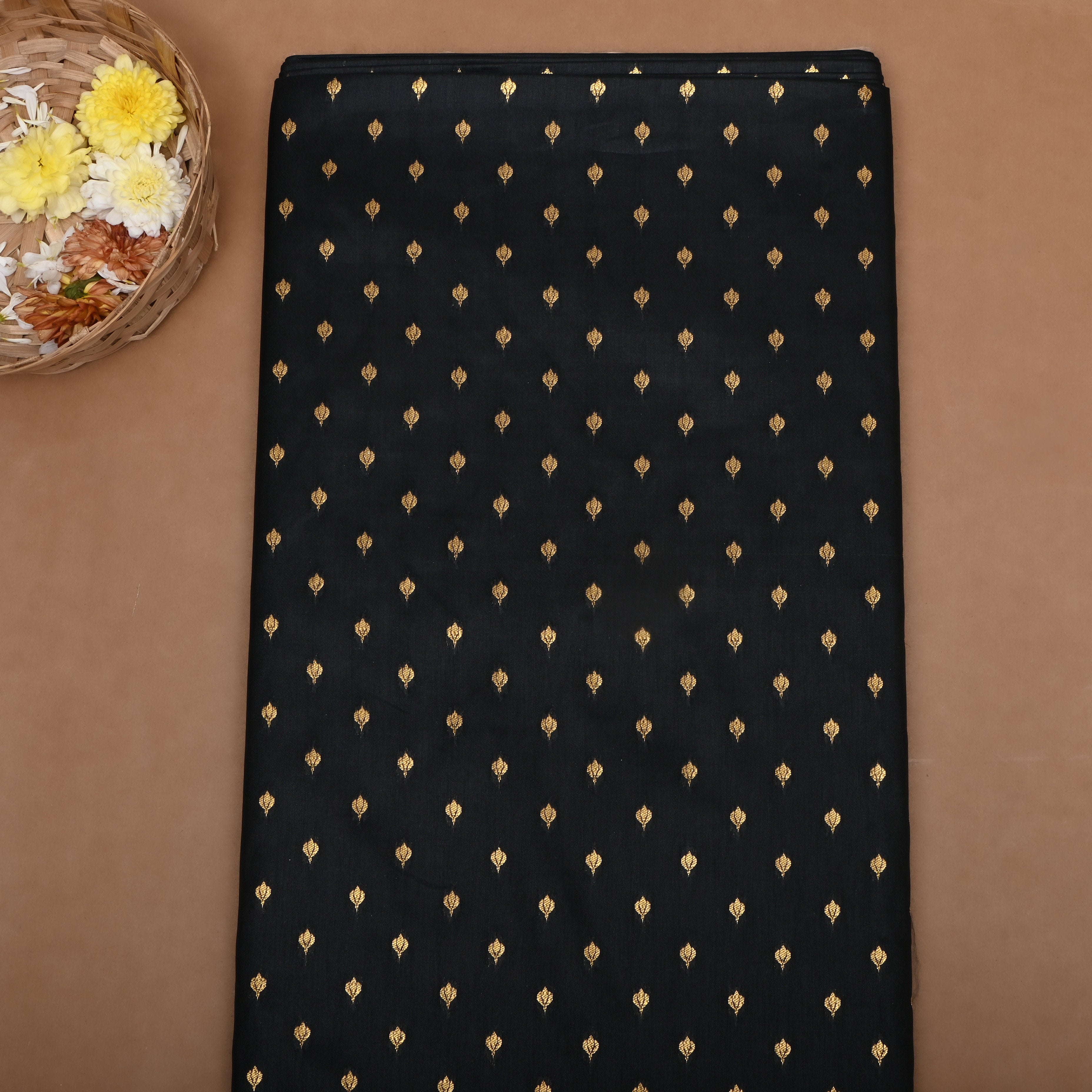 Black Zari Woven Silk Fabric