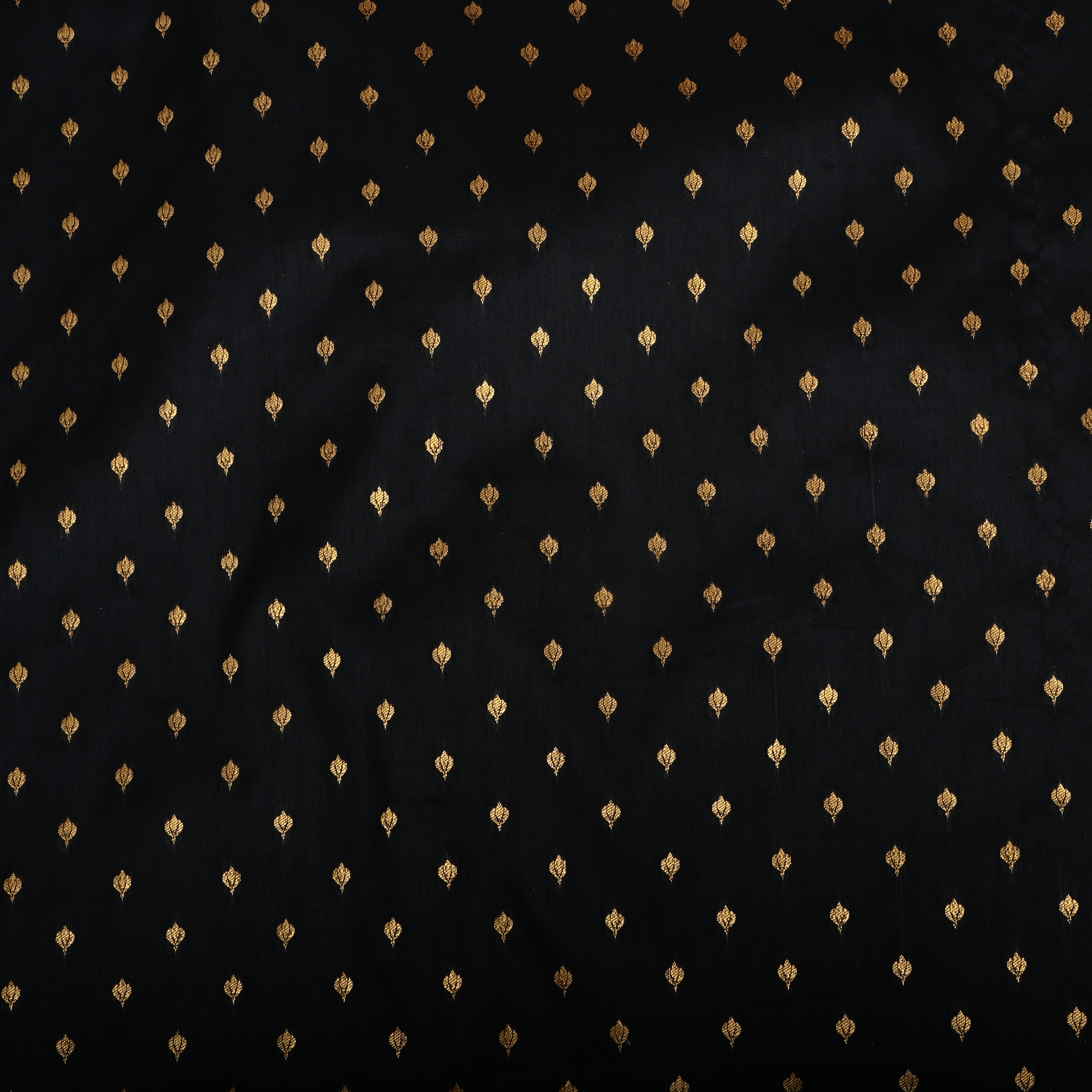 Black Zari Woven Silk Fabric