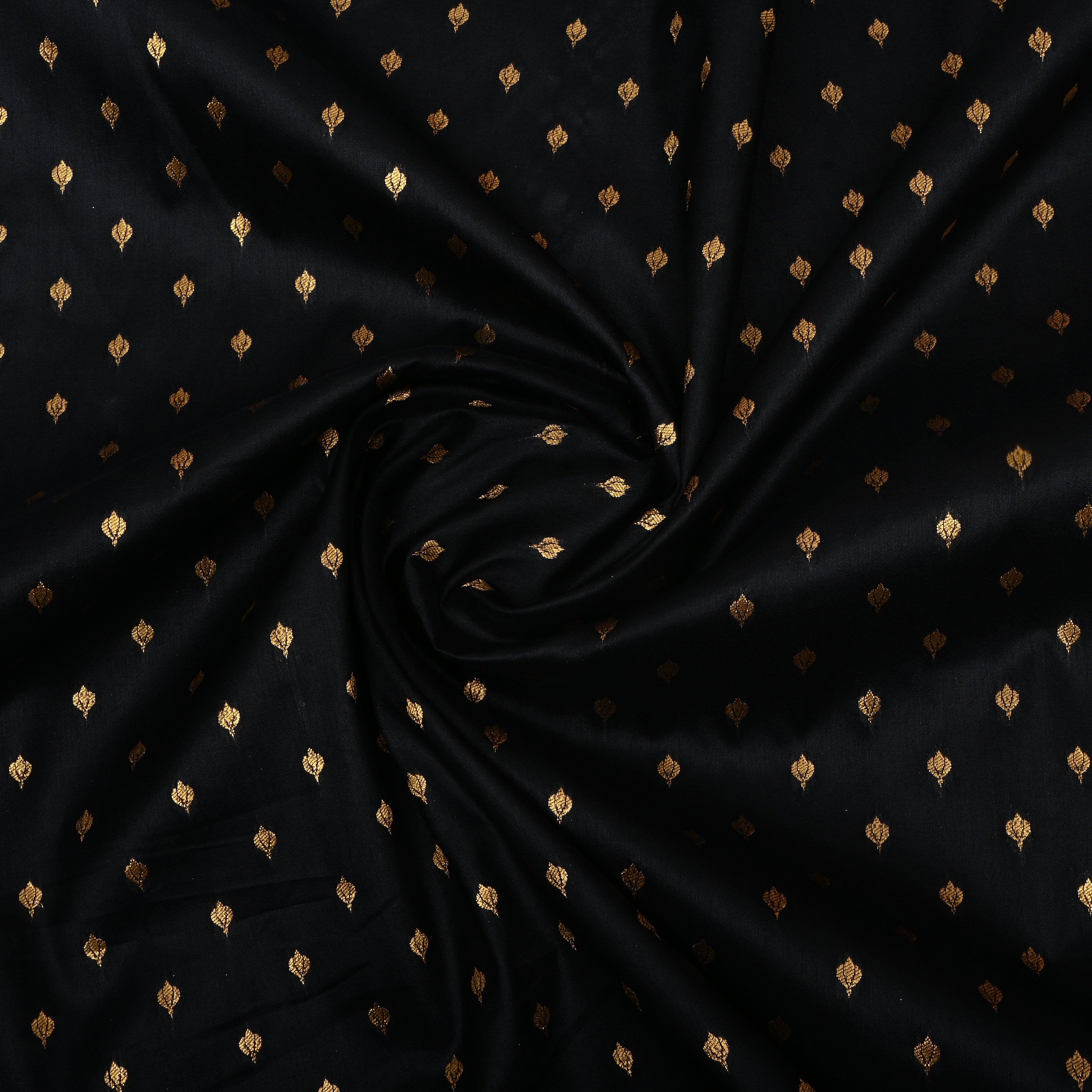 Black Zari Woven Silk Fabric