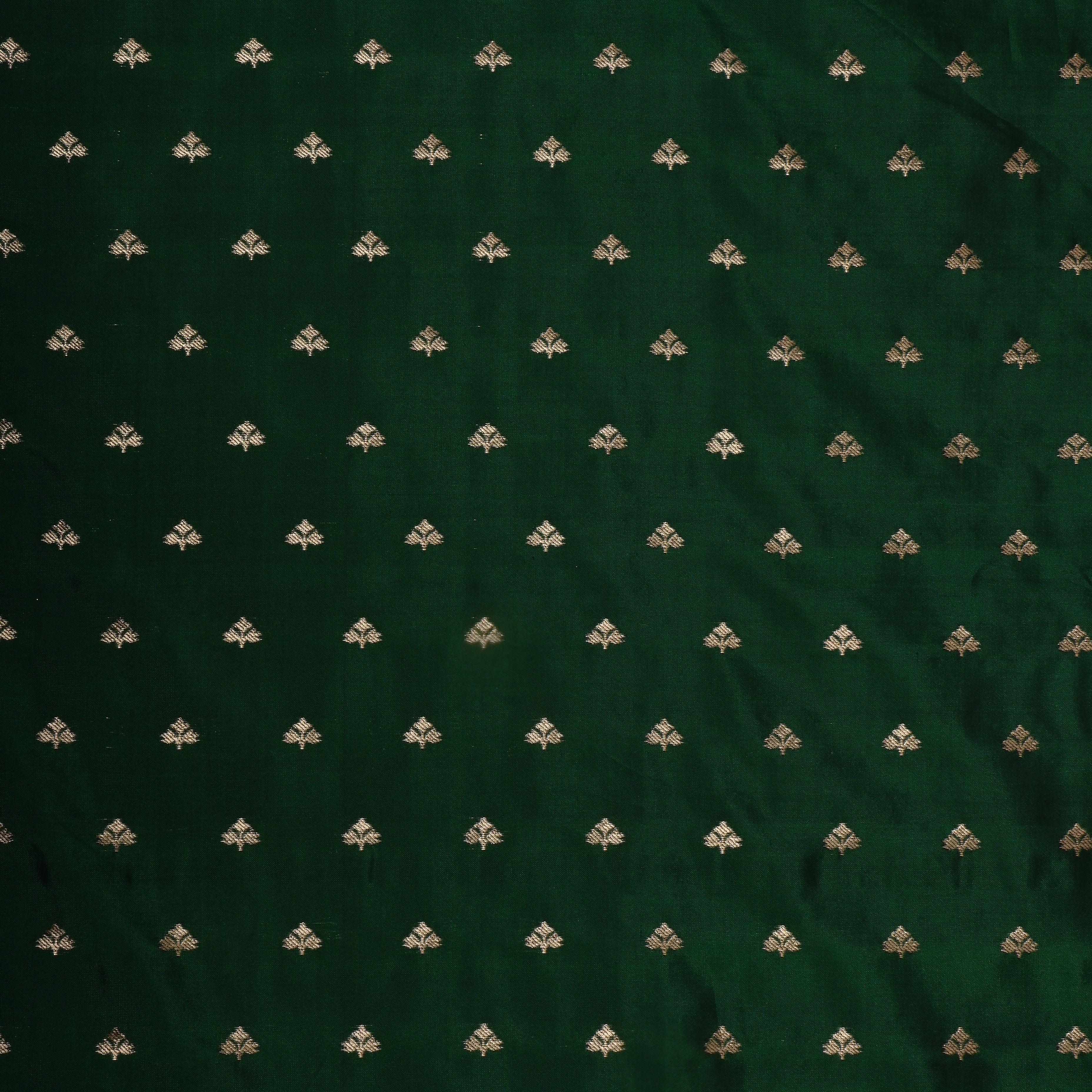 Bottle Green Zari Woven Jamawar Silk Fabric