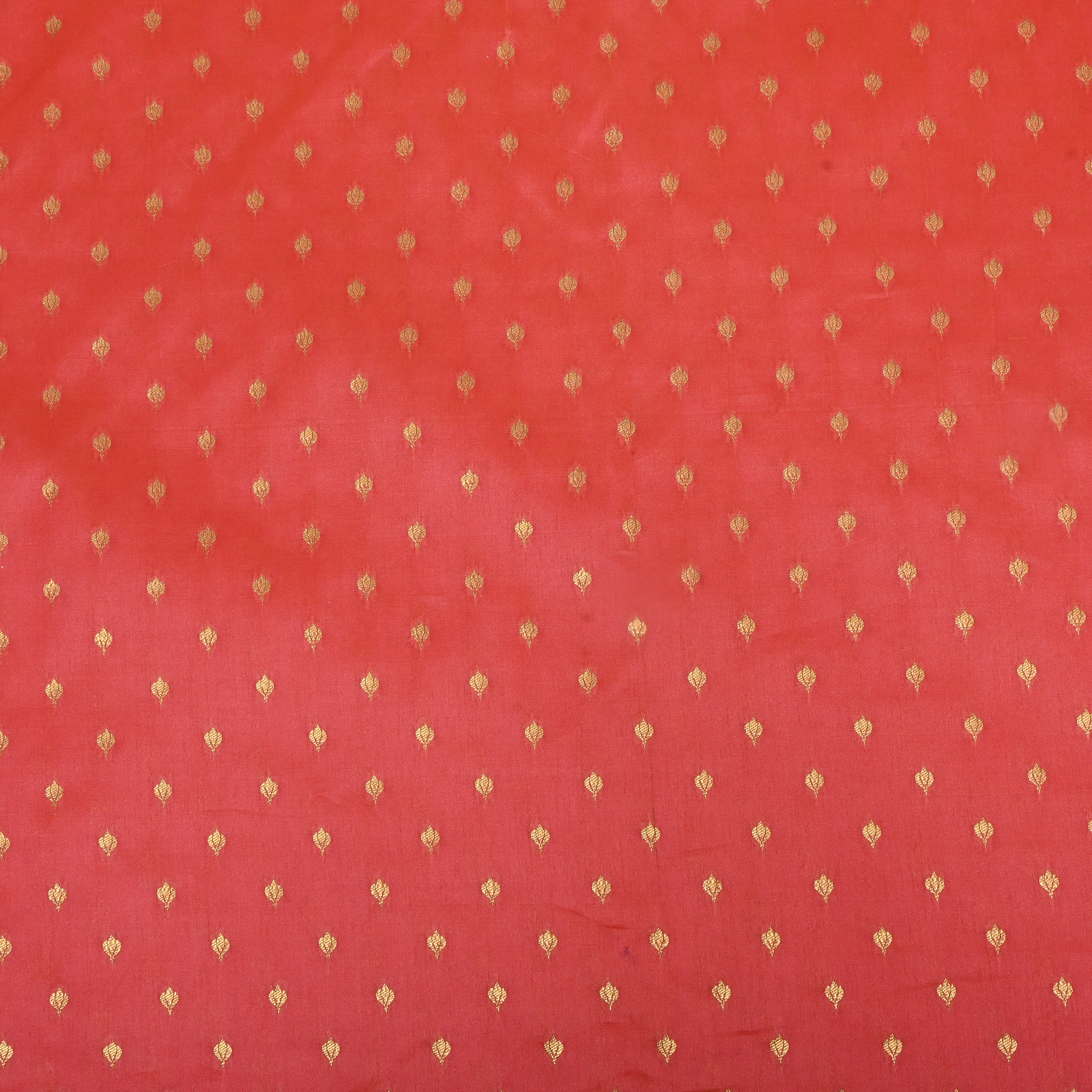 Coral Zari Woven Silk Fabric
