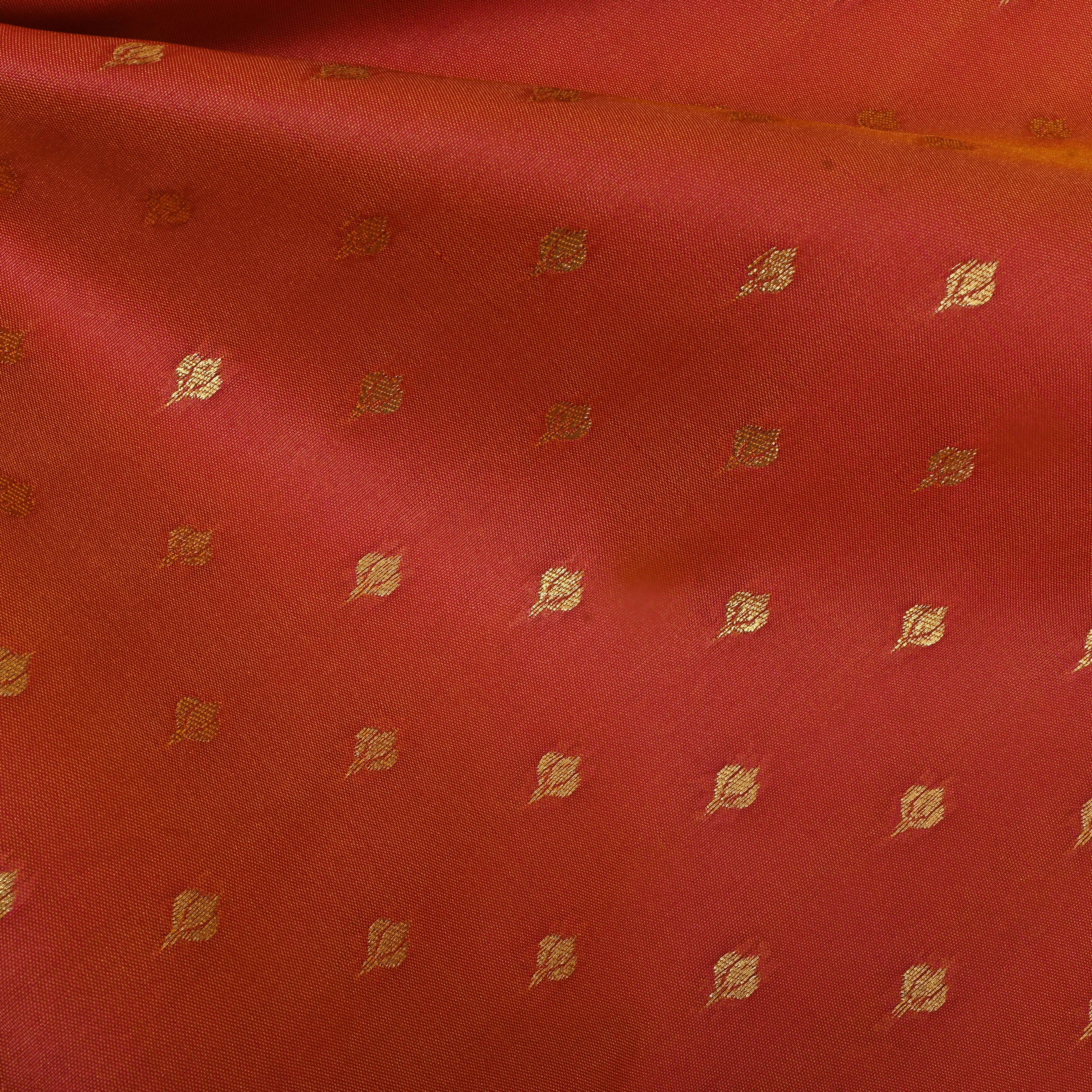 Bright Orange Zari Woven Silk Fabric