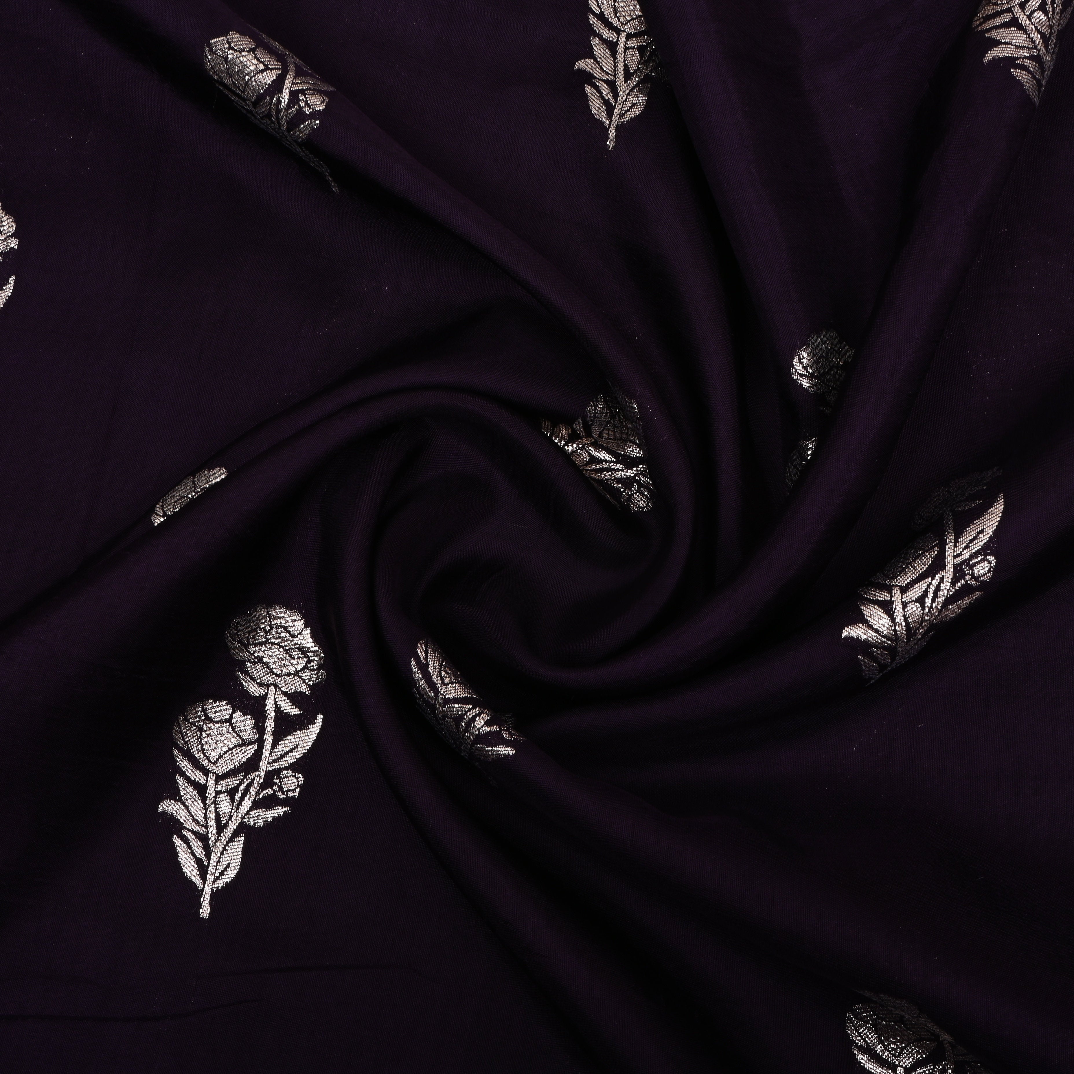Deep Purple Zari Woven Silk Fabric