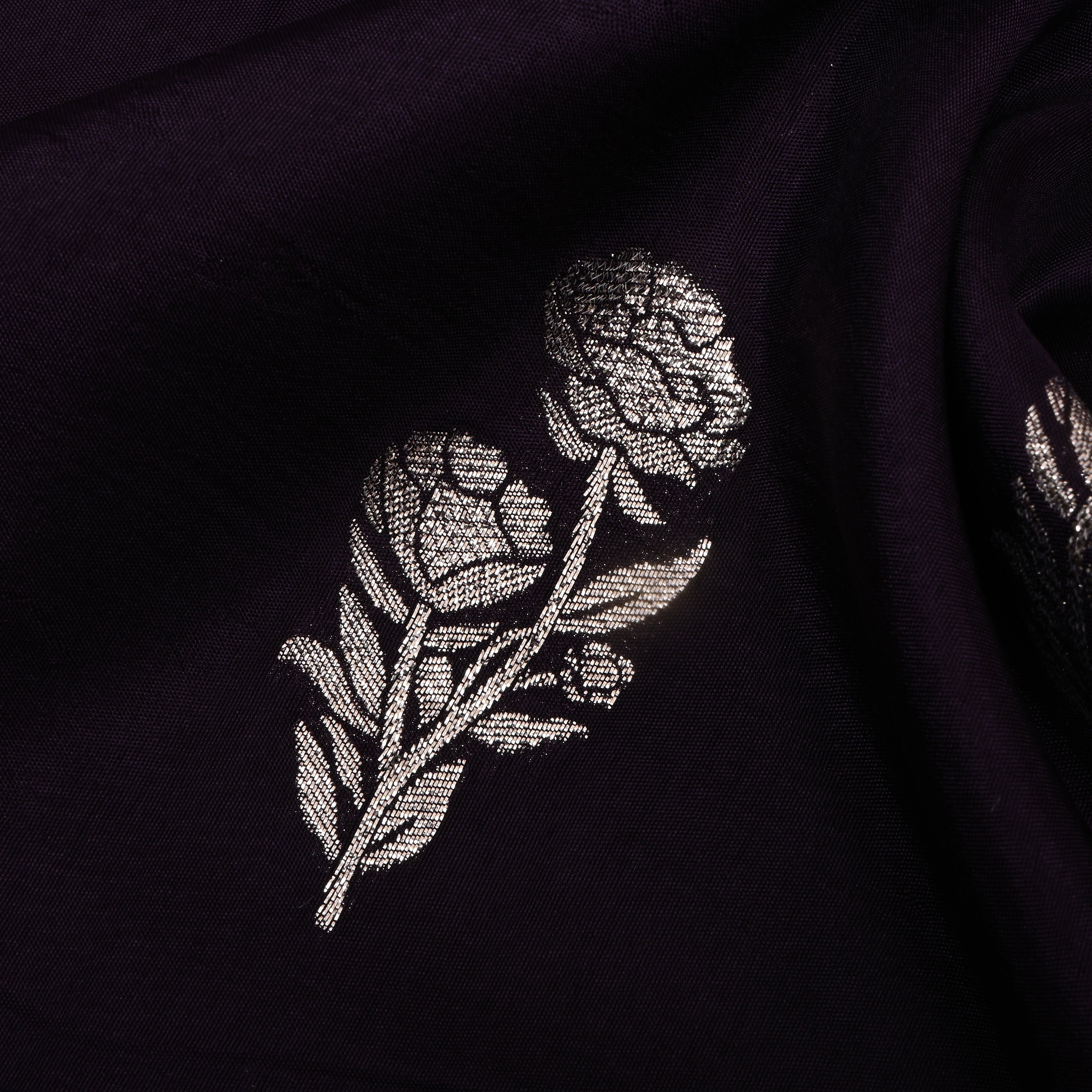 Deep Purple Zari Woven Silk Fabric
